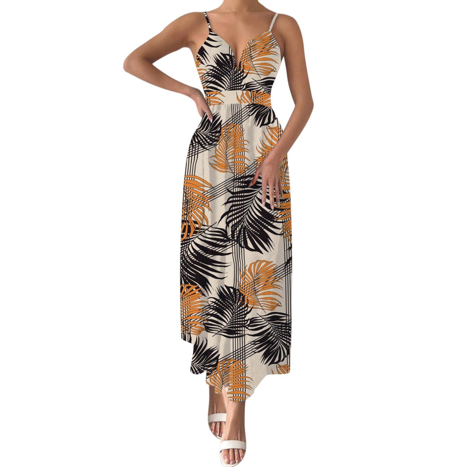 Plus Size Women's Maxi Dress - Sleeveless Casual Spaghetti Strap Floral Swing Dress for Summer, Beach & Boho Style | Perfect for Vacations, Parties & Outdoor Events