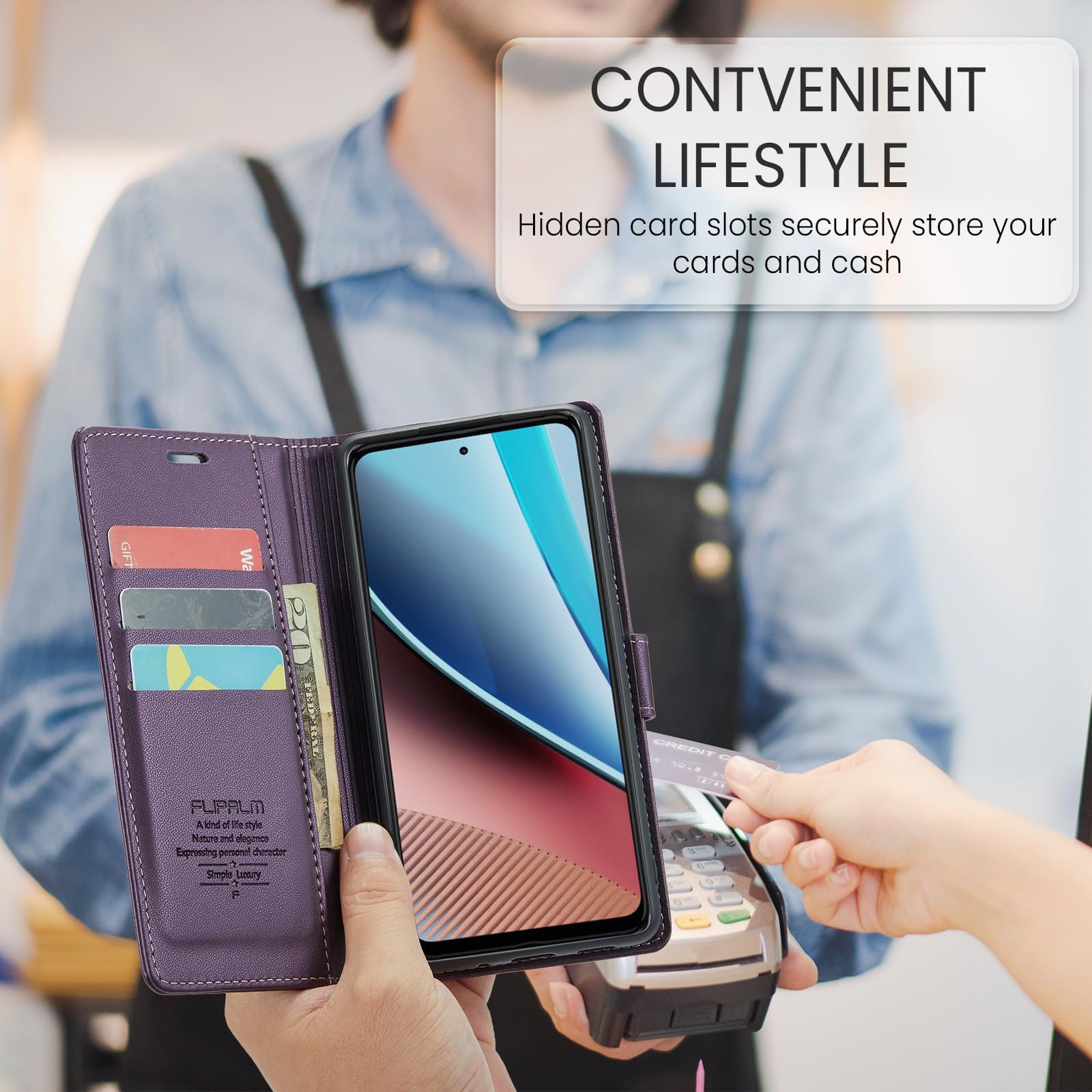 Samsung Galaxy A15 5G Wallet Case with RFID Blocking & Credit Card Slots - PU Leather Folio Flip Cover with Kickstand | Shockproof Protective Phone Case for Men & Women | Perfect for Work, Travel & Daily Use (Purple)