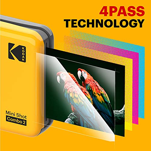Kodak Mini Shot 2-in-1 Instant Camera & Printer Combo (C210) - Yellow | Portable Photo Printing for Travel, Parties & DIY Scrapbooking