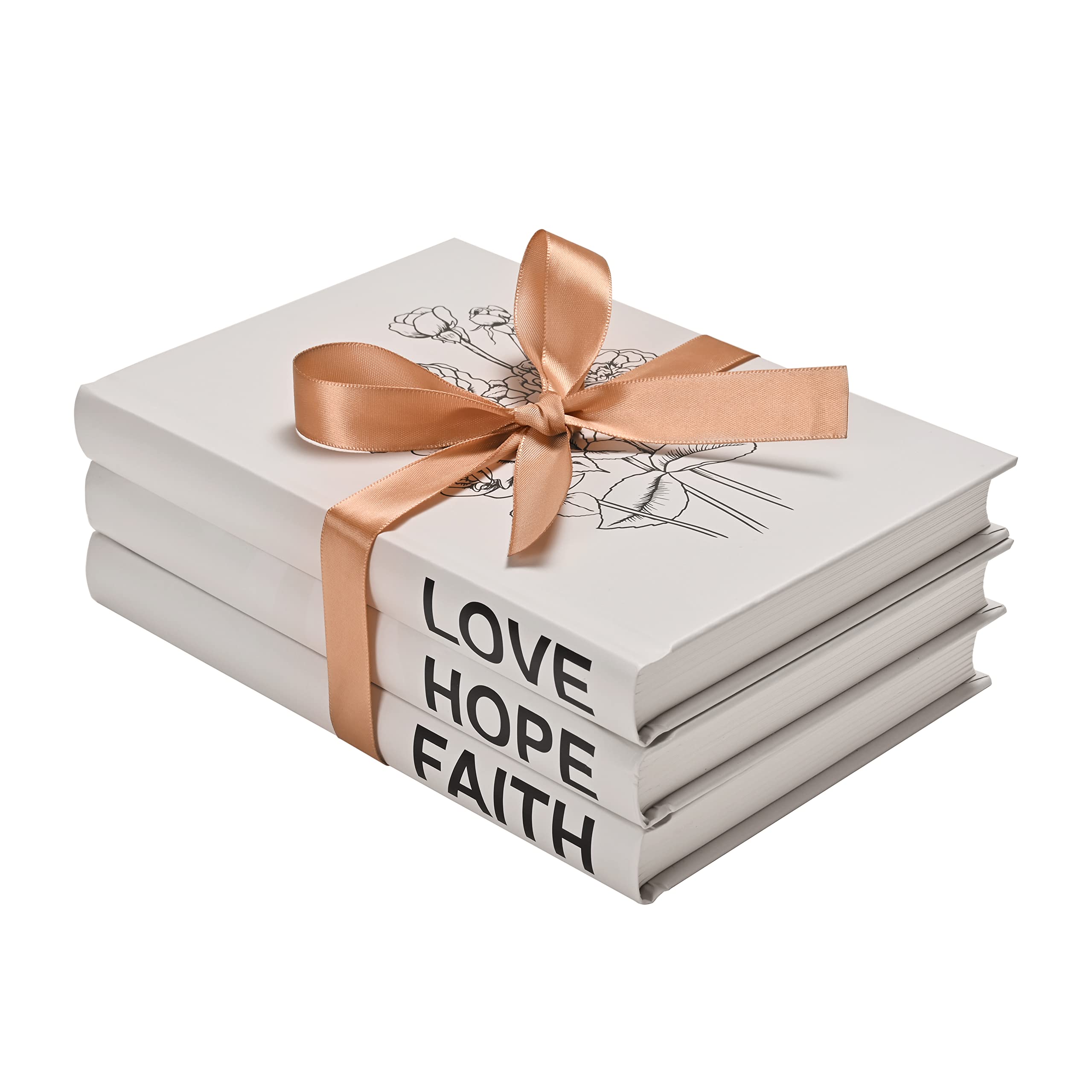 Rustic Farmhouse Decorative Faux Books Set - Hardcover Quote Decor for Home, Coffee Table & Bookshelf | Faith, Hope, Love Theme | Perfect for Modern Living Room, Office & Wedding Centerpiece Decorations