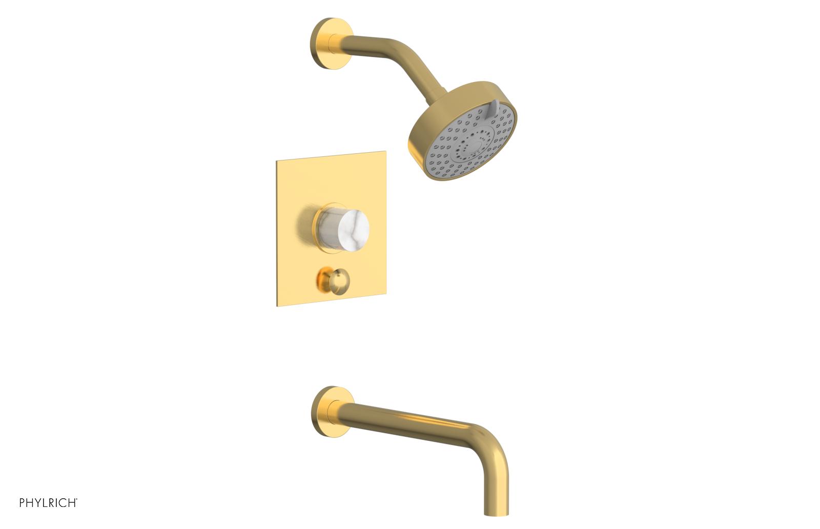 BASIC II 10 Pressure Balance Tub and Shower Set - White Marble Finish, 230S 28 10 - Perfect for Modern Bathroom Renovations & Spa-Like Shower Experience