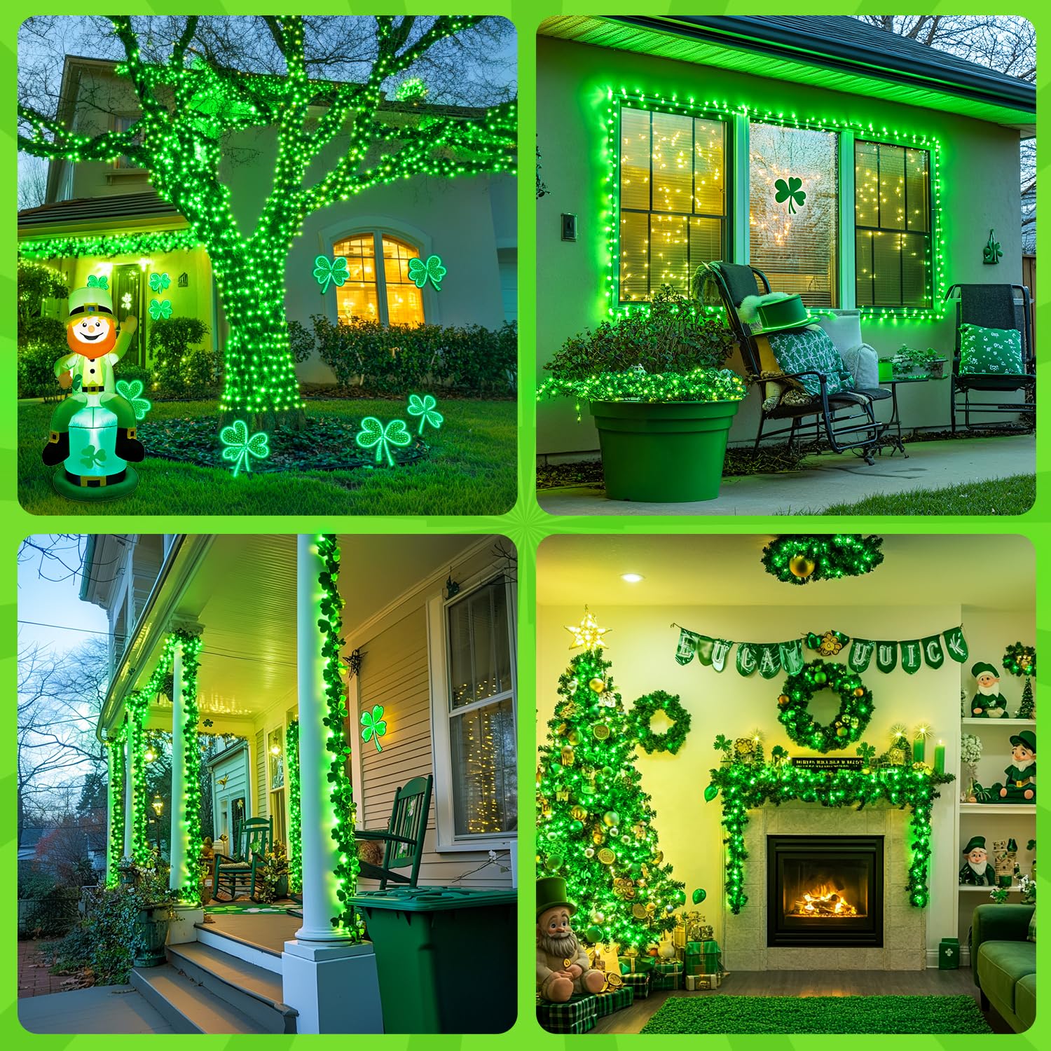 JMEXSUSS 100 LED Green Fairy Lights for St. Patrick's Day Decorations - 33ft Battery Operated String Lights with Remote - Indoor/Outdoor Waterproof Christmas Lights for Trees, Parties, Weddings & Holiday Decor