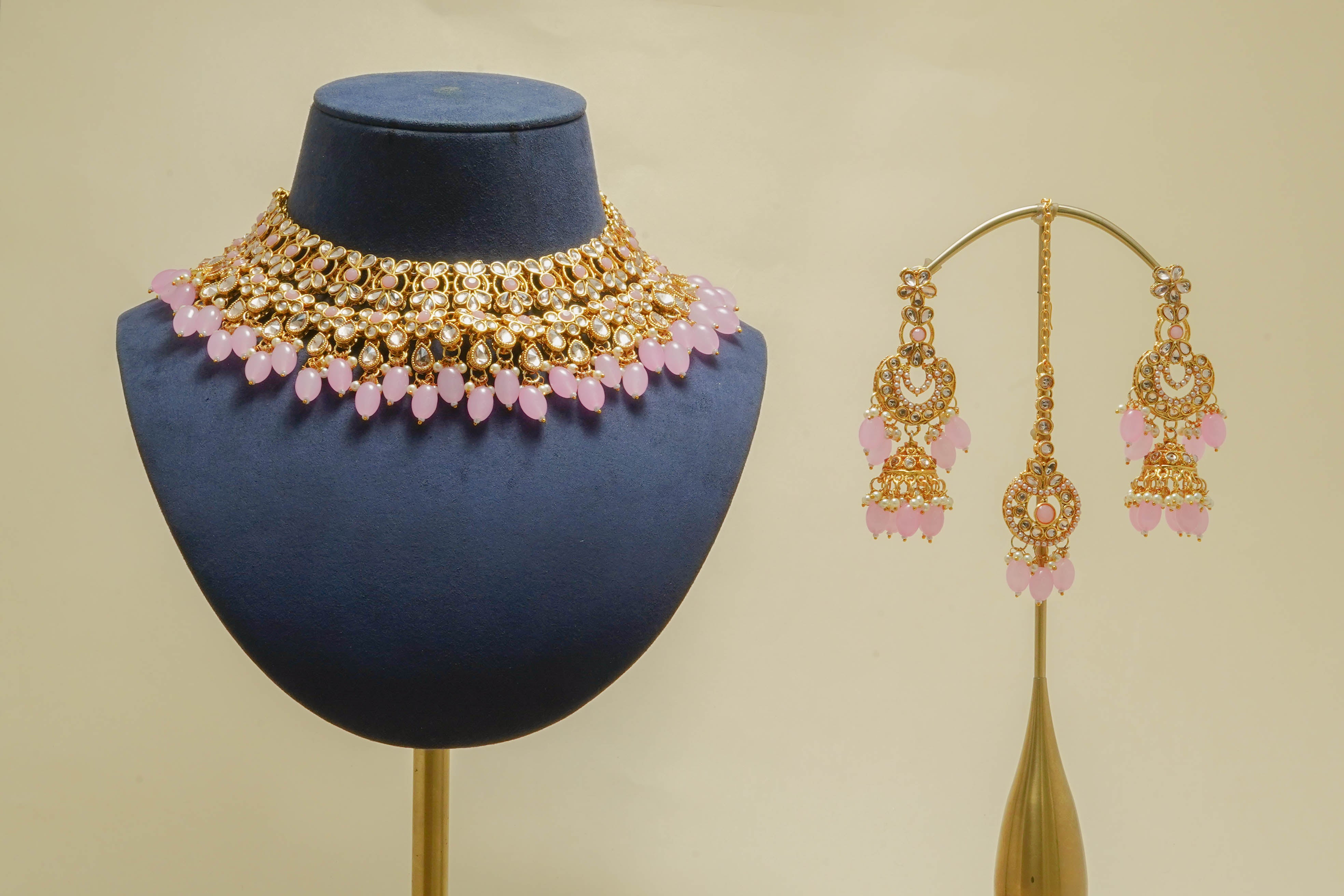 NEELA POLKI FULL SET Jewelry - Traditional Indian Kundan Bridal Set for Weddings & Special Occasions