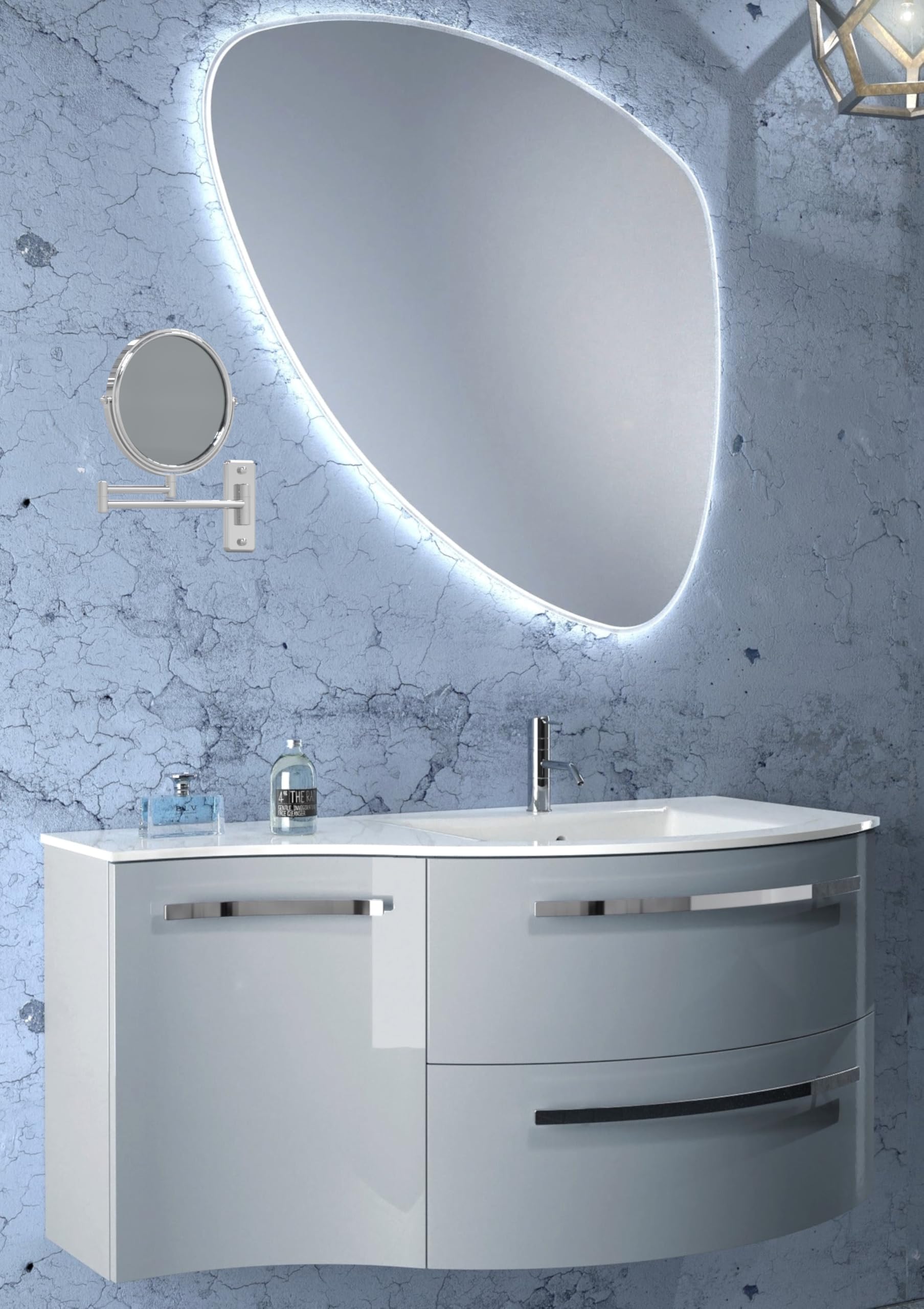 Double Arm Wall Mirror with 1X & 5X Magnification - 7.75 Inch Chrome Bathroom Vanity Mirror for Makeup, Shaving & Grooming