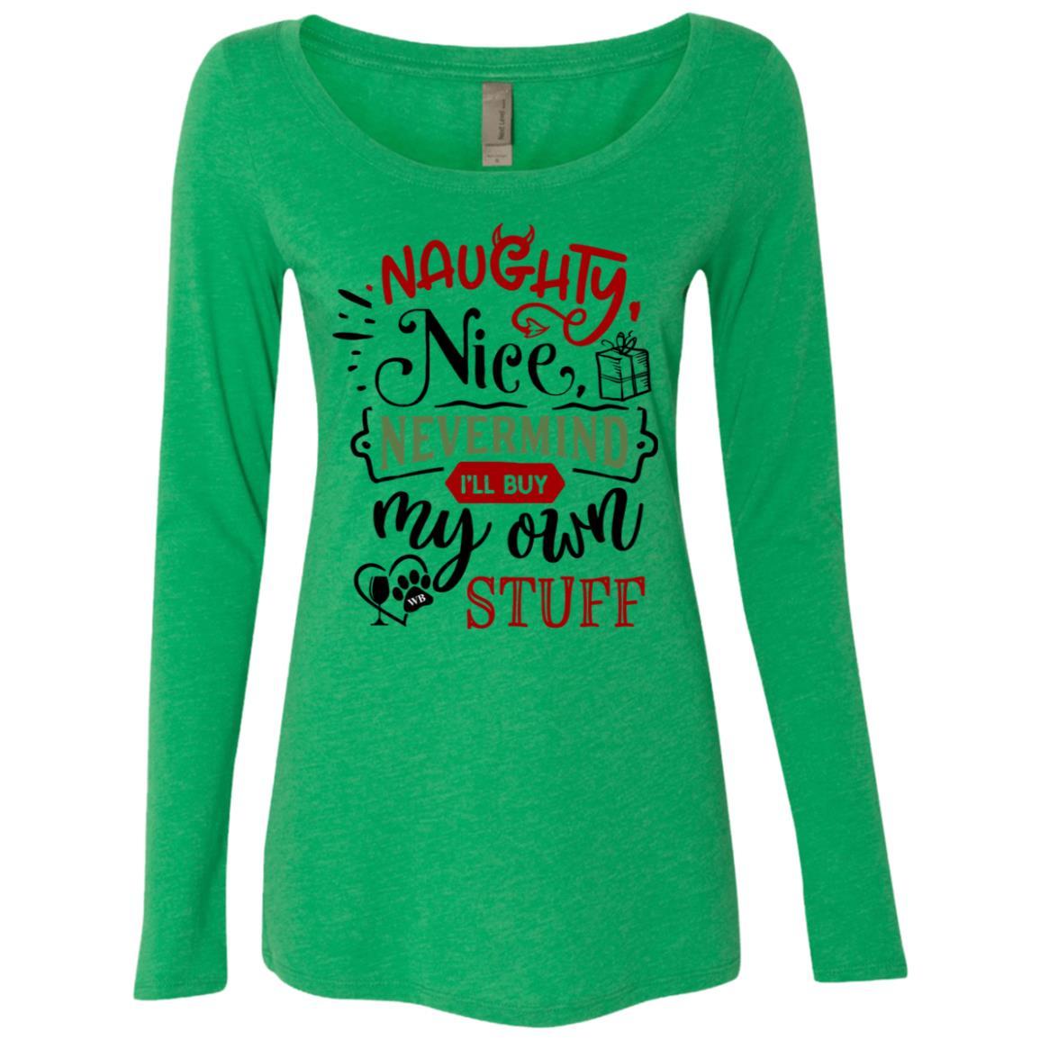 WineyBitches.Co Women's Long Sleeve Scoop Neck Tri-Blend T-Shirt - Soft & Comfortable for Casual Wear, Lounging & Everyday Outfits