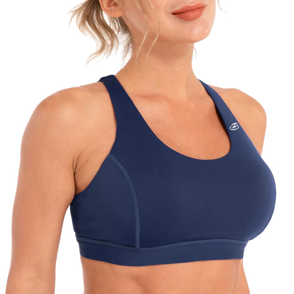 Women's Low Support Padded Sports Bra - Criss Cross Back for Yoga & Workout