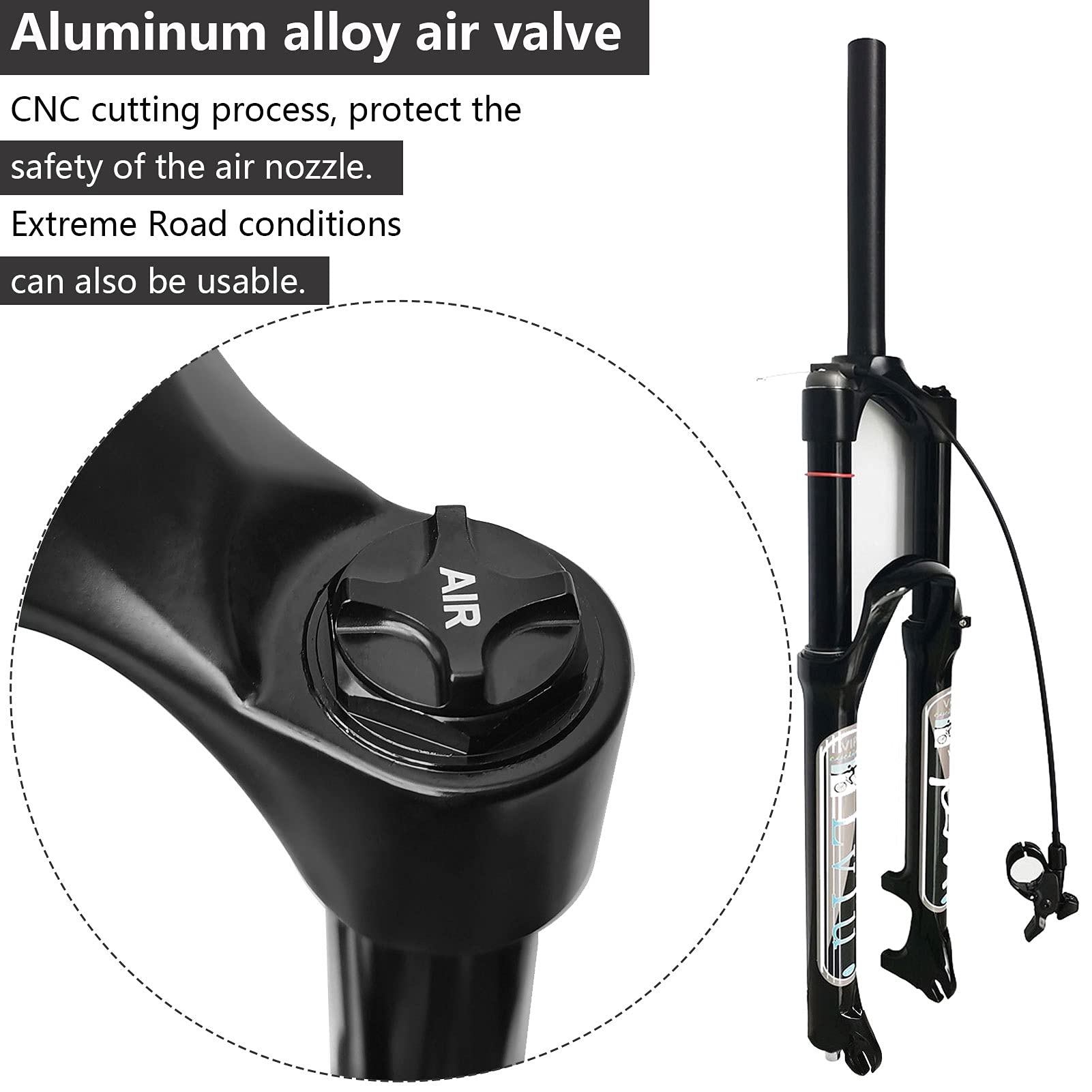140mm Air Suspension Fork for 26/27.5/29 Inch Mountain Bikes - QR 9mm Straight/Tapered Tube XC/AM Front Fork (Straight Manual Lock, 27.5