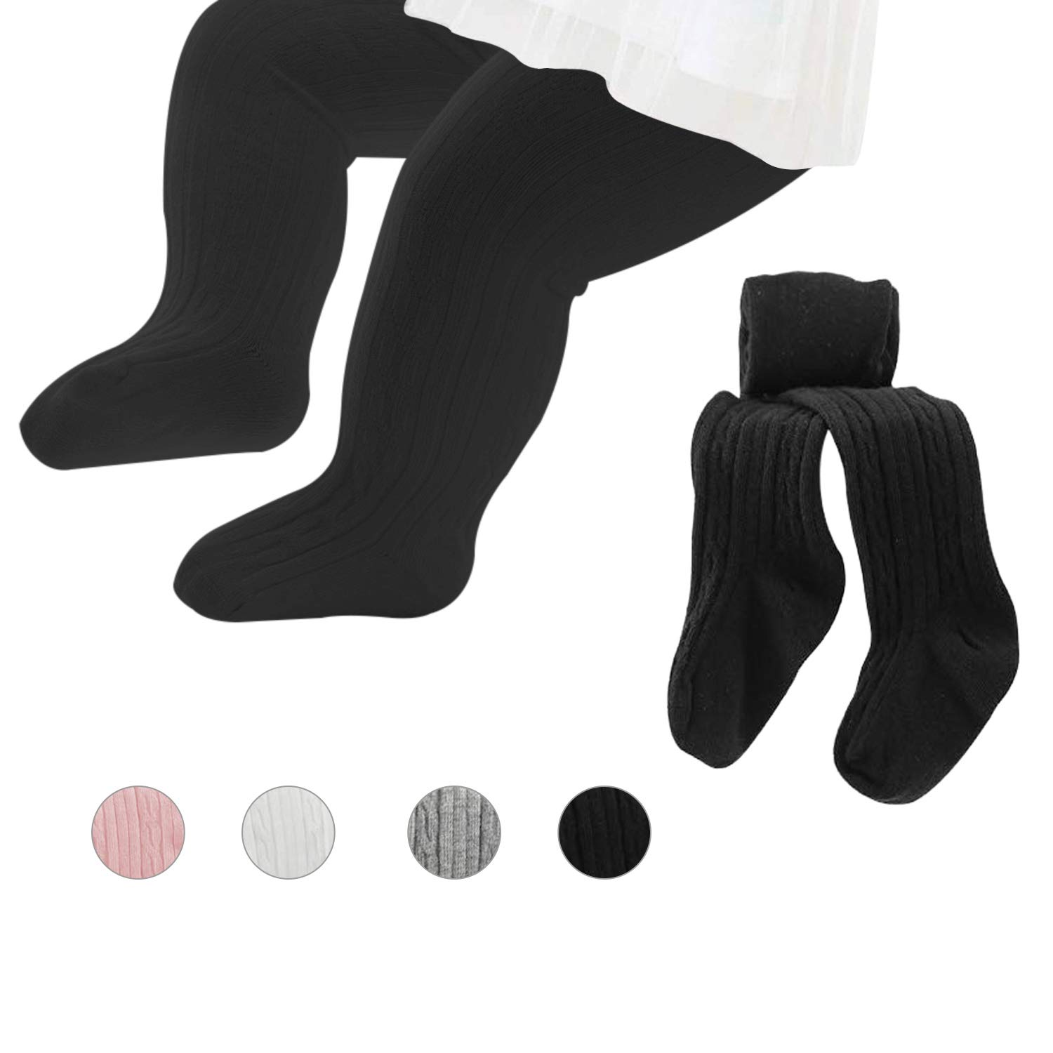 **Baby Girls Cotton Tights - Seamless Knit Leggings for Infants & Toddlers - Soft & Stretchy Stockings for Playtime, Daycare & Dress-Up**