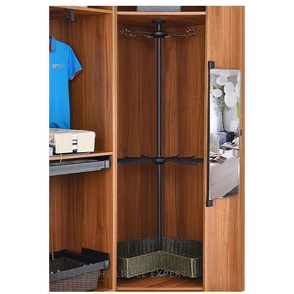 360° Rotating Round Closet Rod - Heavy Duty Bronze Coat Rack for Hats, Scarves, Handbags & Clothes Storage - Space Saving Corner Wardrobe Organizer (630x1830mm) - Perfect for Bedroom, Cloakroom & Walk-in Closet Organization