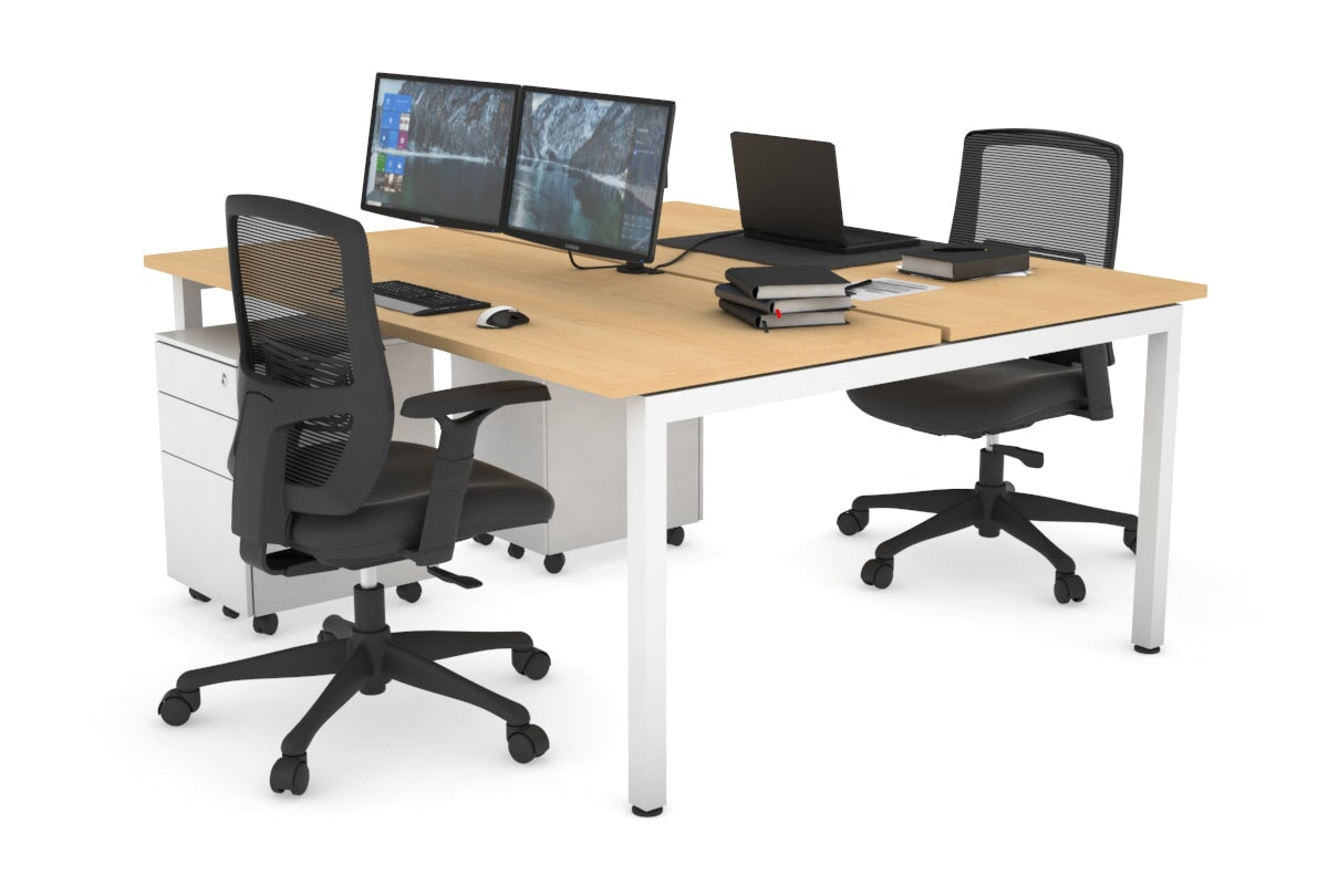 Quadro Square Legs 2 Person Office Workstation Desk - 1200L x 700W Modern Shared Workspace Solution for Home & Business Offices