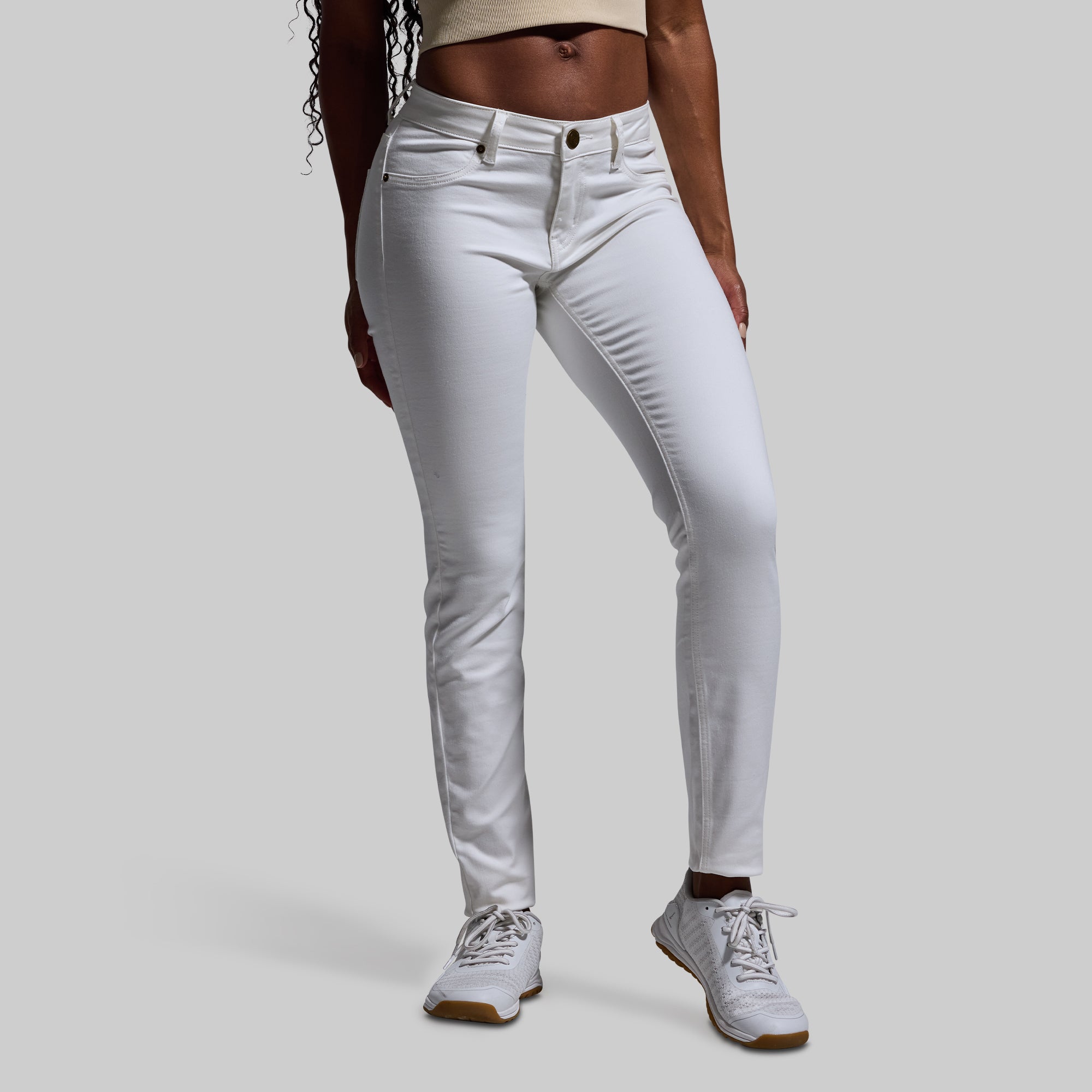 FLEX Stretchy Mid Rise Skinny Jeans for Women - Comfortable Slim Fit White Denim Pants | Perfect for Casual Wear, Office & Night Out