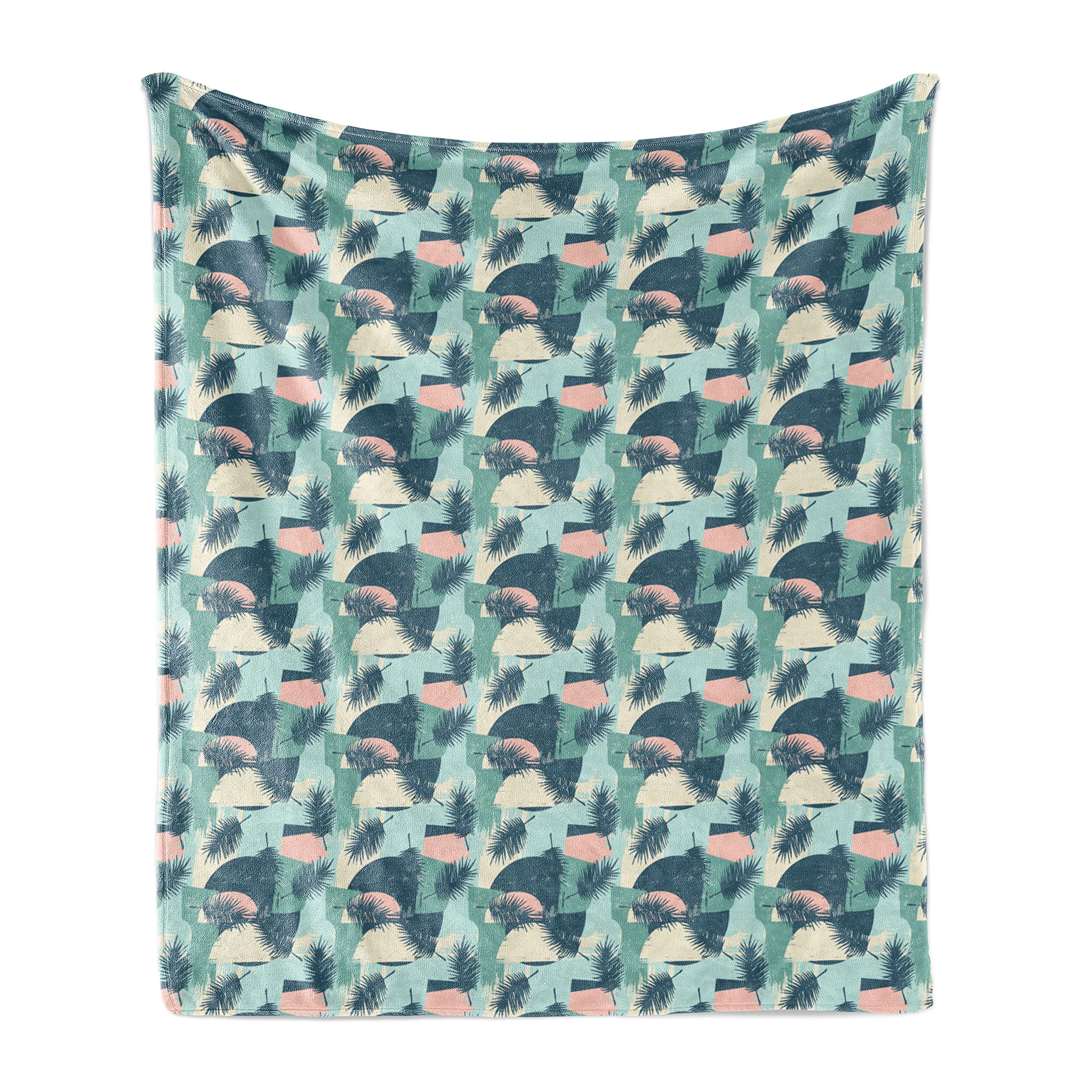 Ambesonne Tropical Throw Blanket - Soft Flannel Fleece Hawaiian Leaves Design, 50