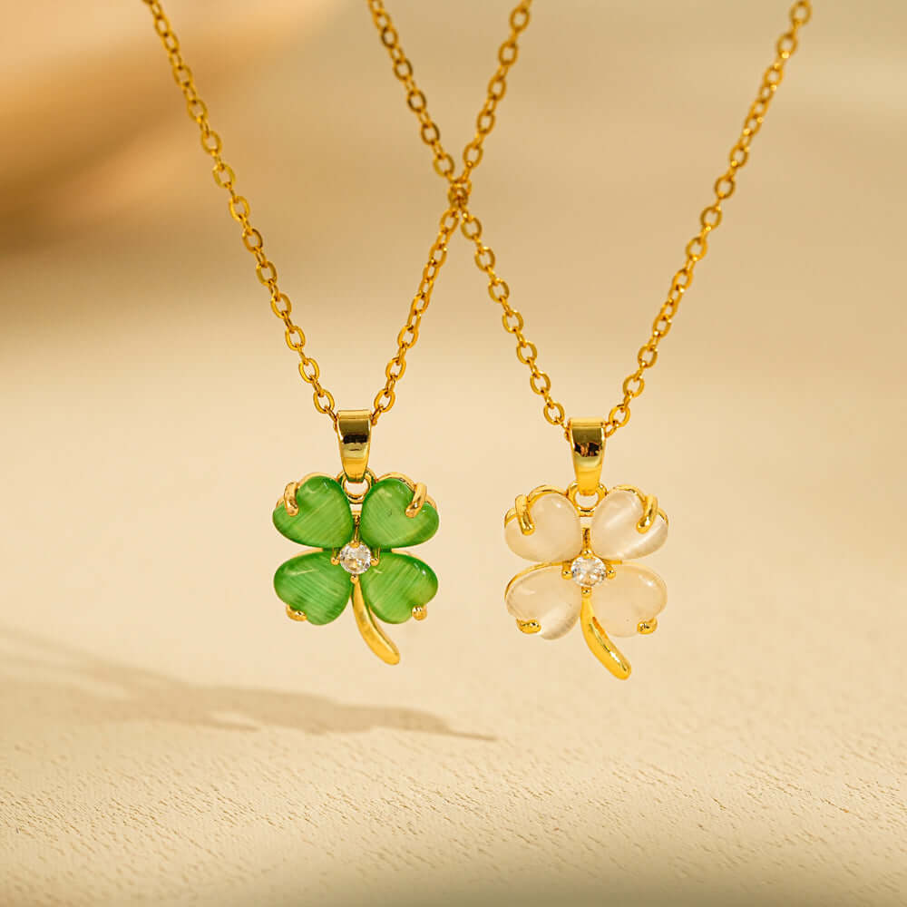 Lucky Titanium Four Leaf Clover Pendant Necklace for Women | HN2130 | Elegant Jewelry Gift for Birthday, Anniversary & St. Patrick's Day