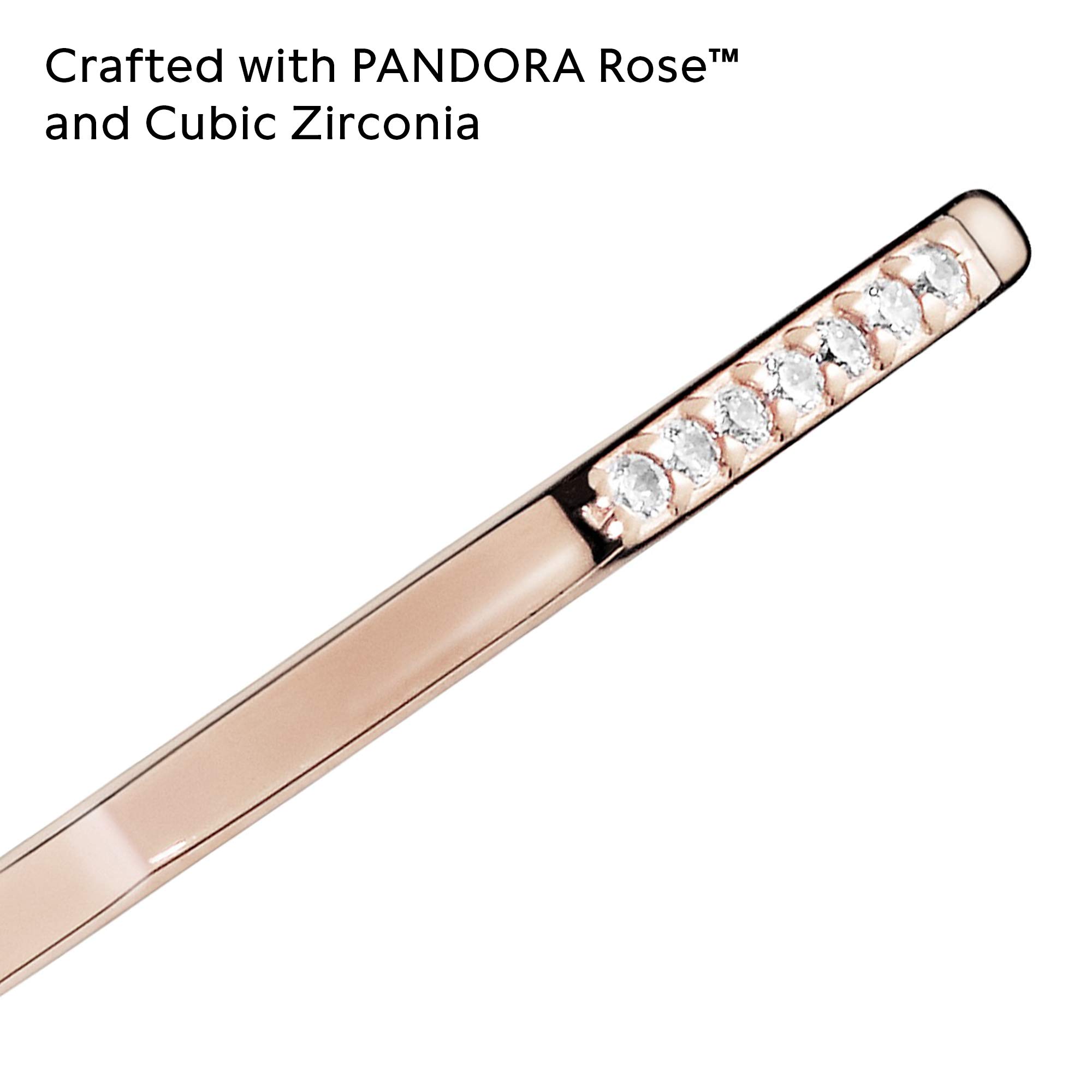 Pandora Multifaceted Rose Gold Ring for Women - 14k Rose Gold-Plated Stackable Ring with Cubic Zirconia - Size 5 - Perfect for Layering, Stacking & Gift Giving