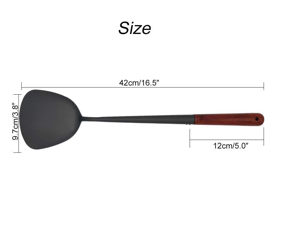 Traditional Handmade Wooden Handle Spatula and Ladle Set for Wok - Asian Stir Fry Cooking Utensils, Chinese Chuan & Hoak Set with Extended Handle - Perfect for Stir-Frying, Sauteing, and Serving Authentic Asian Dishes