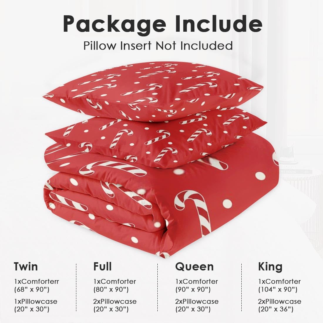 Christmas Red Cream Polka Dot Comforter Set Queen Size - Soft Xmas Candy Bedding Set for Kids & Adults with 2 Pillowcases - Perfect for Holiday Bedroom Decor & Cozy Winter Nights