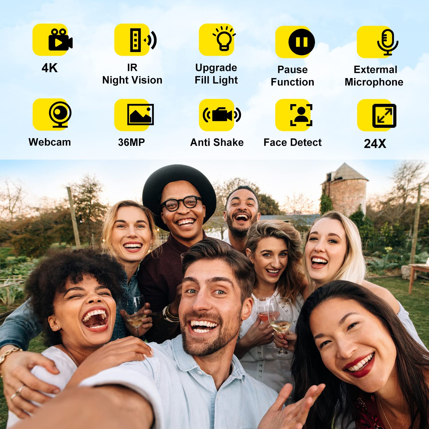 4K Ultra HD Video Camera for Vlogging, YouTube, Travel & Sports - Professional Camcorder with WiFi, Night Vision & Stabilization - Perfect for Content Creators, Filmmaking & Outdoor Adventures