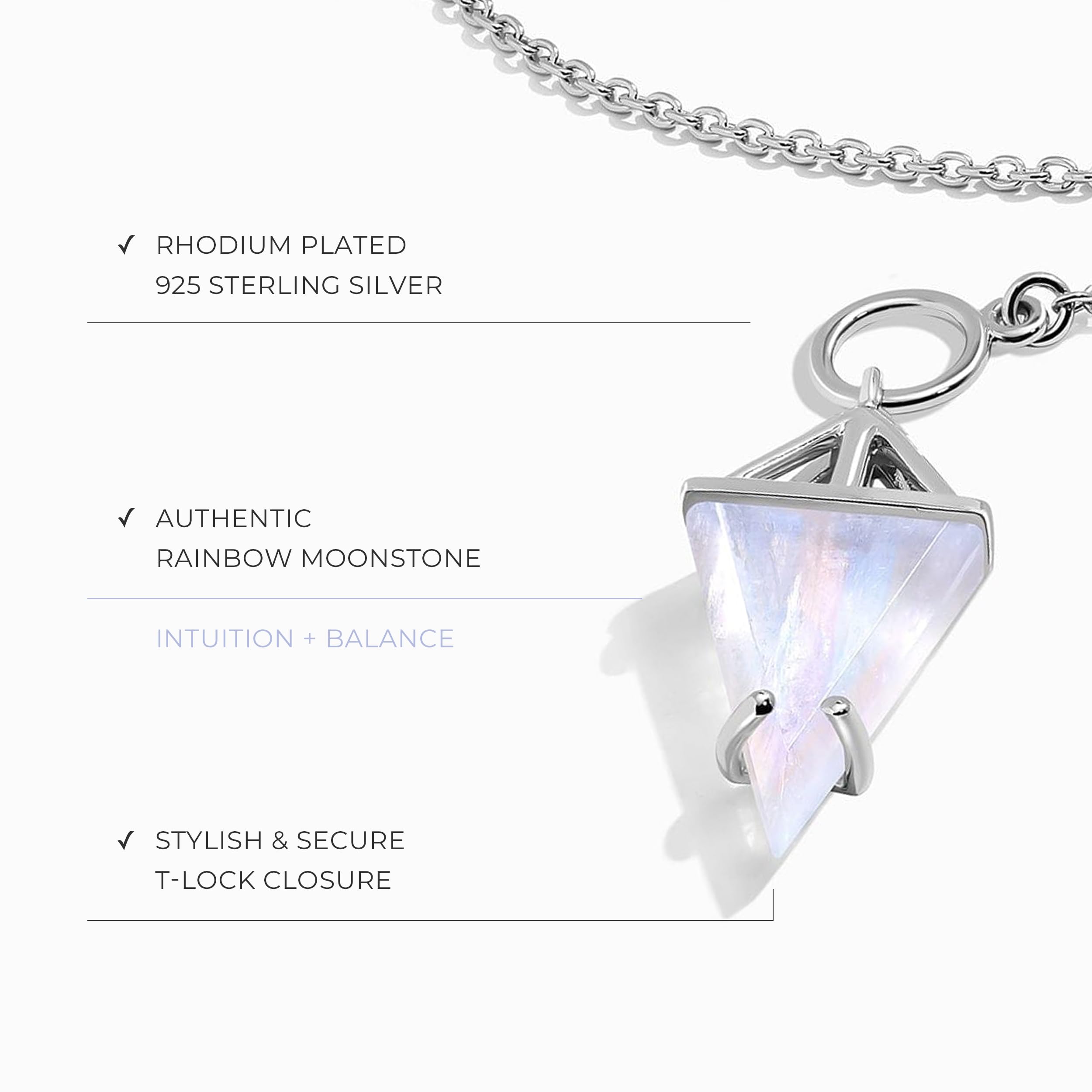 Authentic Moonstone & Opal Necklace - 925 Sterling Silver & 18k Gold Jewelry for Women | Genuine Black Obsidian & Enchanted Moonstone Pendant | Perfect for Spiritual Healing, Meditation & Boho Fashion