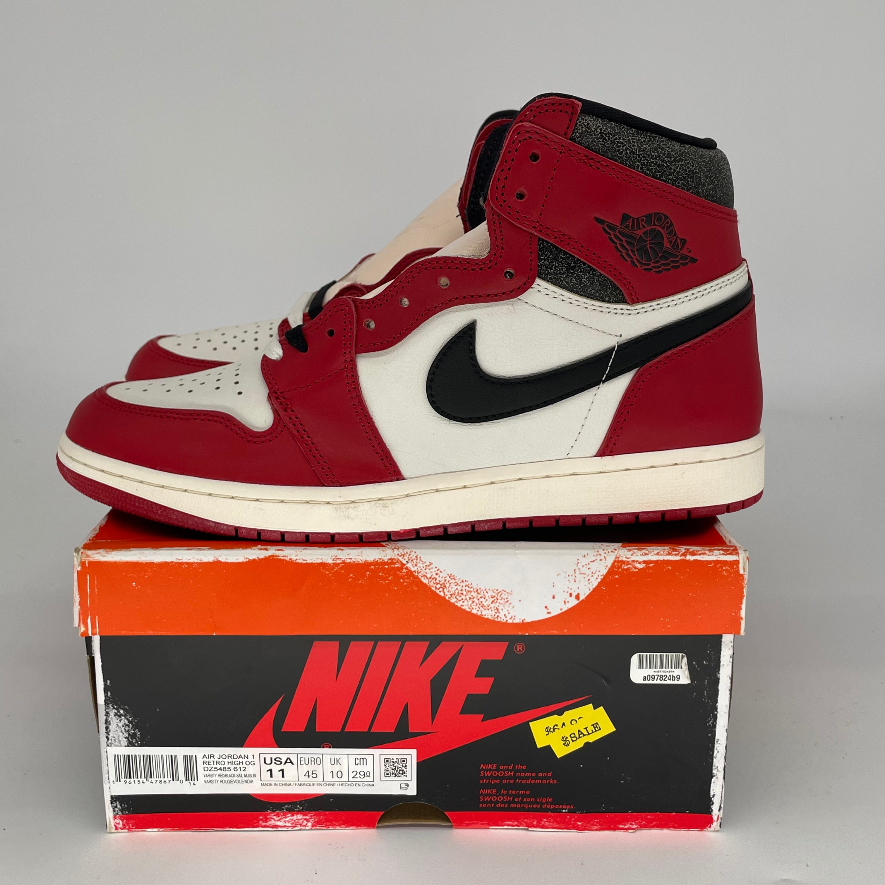 Original Air Jordan 1 Retro High OG 'Lost and Found' Sneakers - Men's Size 11 (DZ5485-612) - Authentic Retro Basketball Shoes for Collectors & Streetwear Fashion