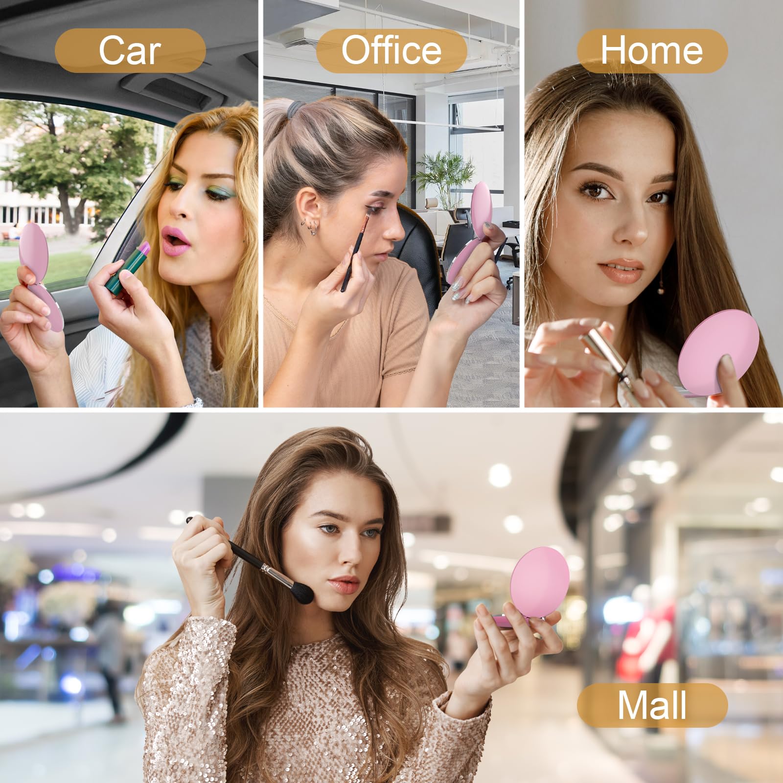 LED Compact Mirror with Light - 1X/3X Magnification, USB Rechargeable Pocket Mirror for Makeup, Travel, Purse & Gifts (Pink) | Perfect for Touch-Ups On-The-Go, Home Vanity & Travel Essentials