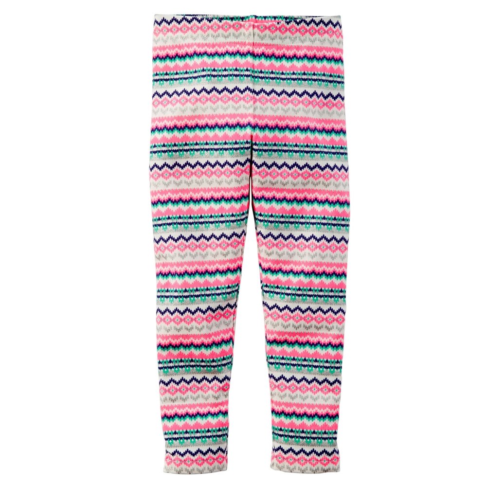 Carters Baby Girls Printed Leggings - Soft Cotton Fairisle Pattern Leggings for Infants 6 Months (Multicolor) | Perfect for Playtime, Daycare & Family Outings