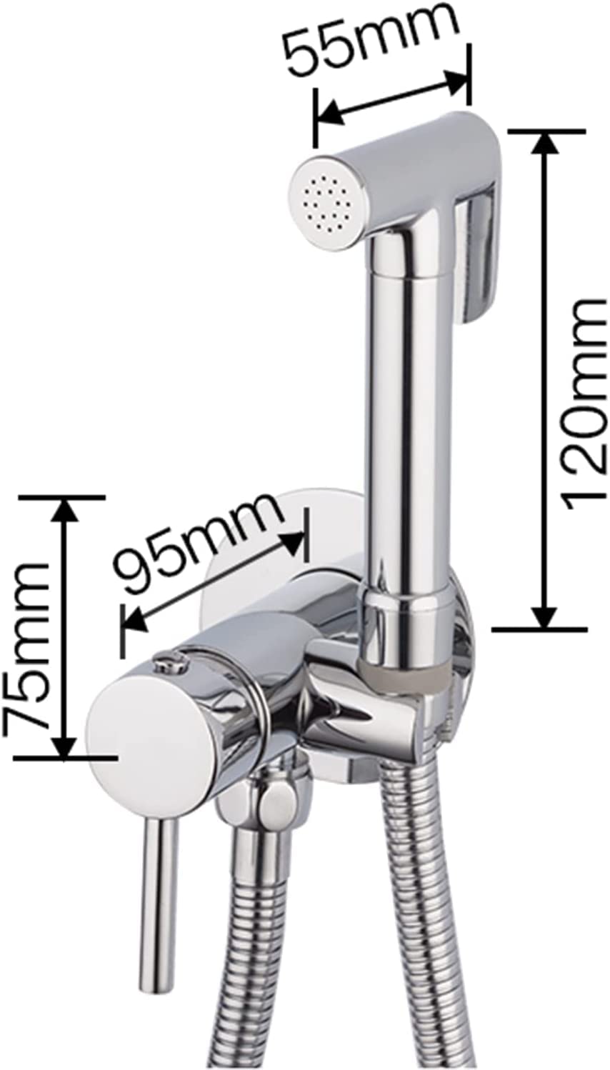 Portable Brass Handheld Bidet Sprayer for Toilet - Hot & Cold Water Diaper Sprayer with Hose, Easy Install Chrome Finish - Perfect for Baby Cloth Diaper Cleaning & Feminine Hygiene