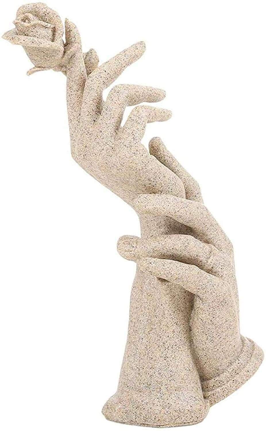 Abstract Hand Holding Rose Sculpture - Gray Resin Figurine, Home & Office Decor, Unique Gift for Valentine's Day, Wedding Anniversary, or Romantic Home Accessories