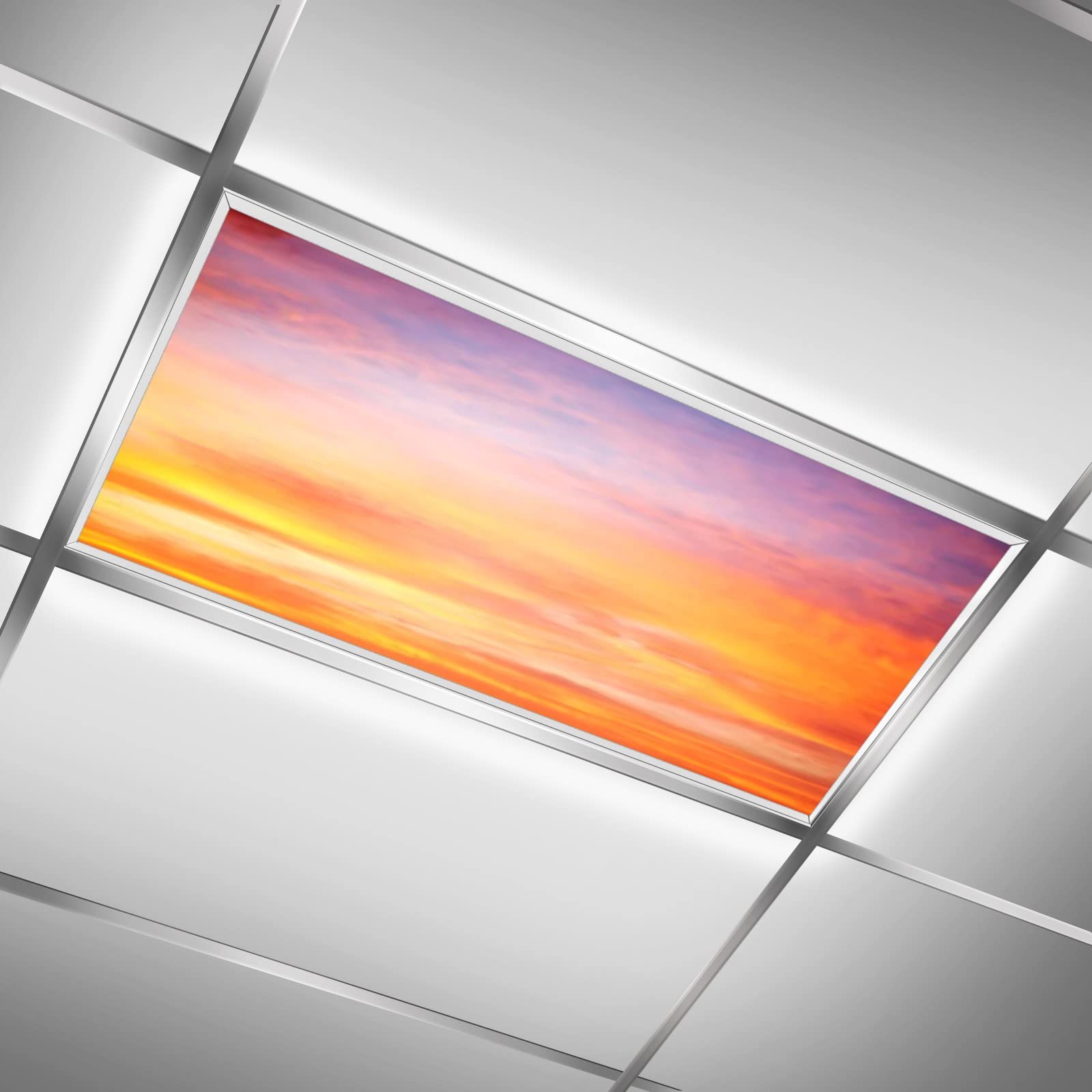 Orange Sky, Yellow Red Pink Fluorescent Light Cover Insert - Blue Light & Glare Protection Panel for Office & Classroom Decor (2'x4') | Improve Lighting & Reduce Eye Strain in Workspaces
