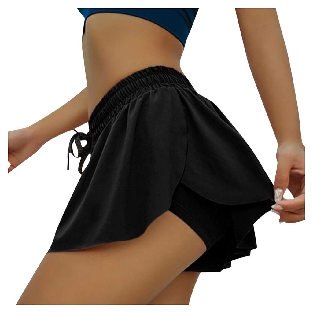 YOKWI 2 in 1 Women's Tennis Skirt with Built-in Shorts - High Waisted Flowy Athletic Skorts for Running, Workout & Yoga - Solid Color Tennis Skirt with Pockets | Perfect for Gym, Tennis & Casual Wear