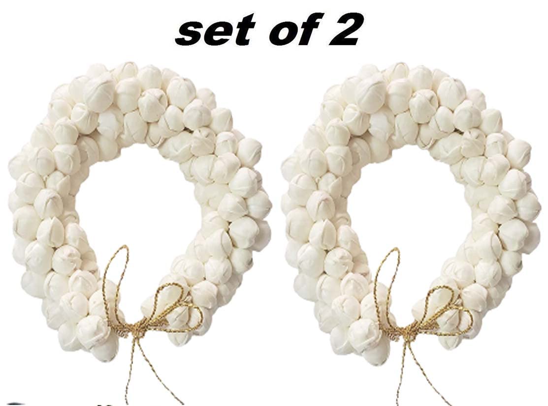 DEXO 2-Piece Artificial Mogra Gajra Hair Bun Bridle Set - White Floral Hair Accessories for Women & Girls | Perfect for Weddings, Parties & Traditional Events