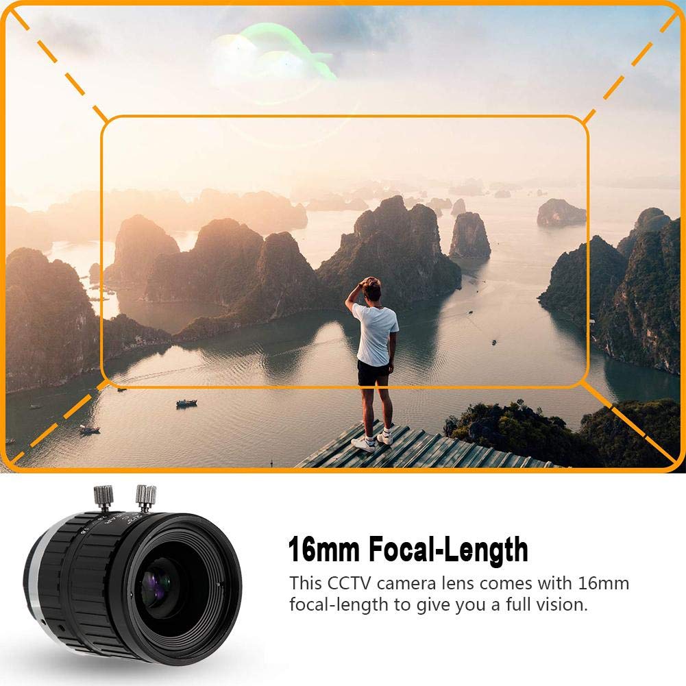 16mm 5MP Varifocal C-Mount Lens for Industrial Surveillance Cameras - High-Quality Manual Focus CCTV Lens for Security Systems, Machine Vision & Factory Automation