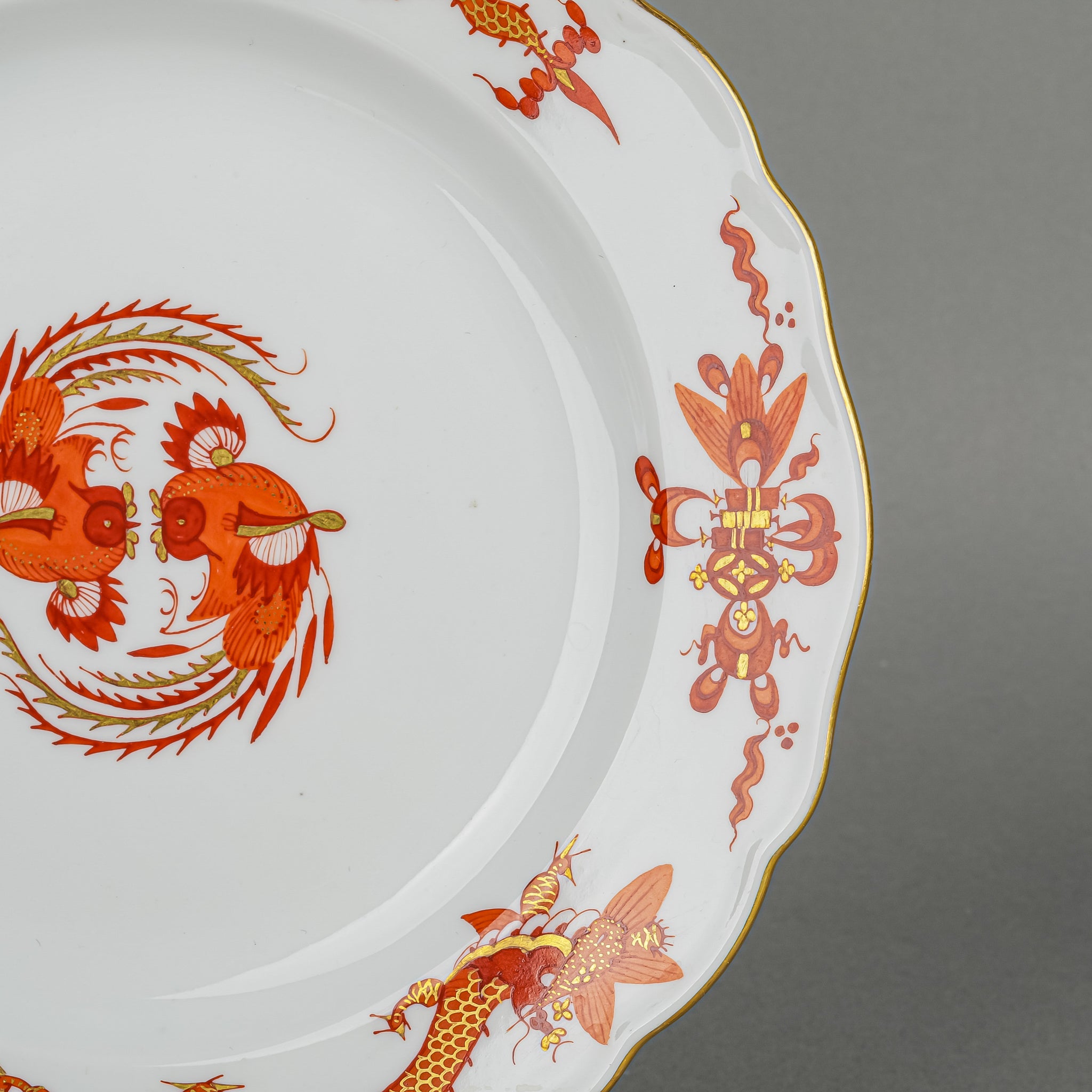 MEISSEN Dragon Red Dessert Plates Set of 6 - Fine Porcelain Dinnerware for Elegant Tea Parties, Wedding Receptions & Luxury Dining