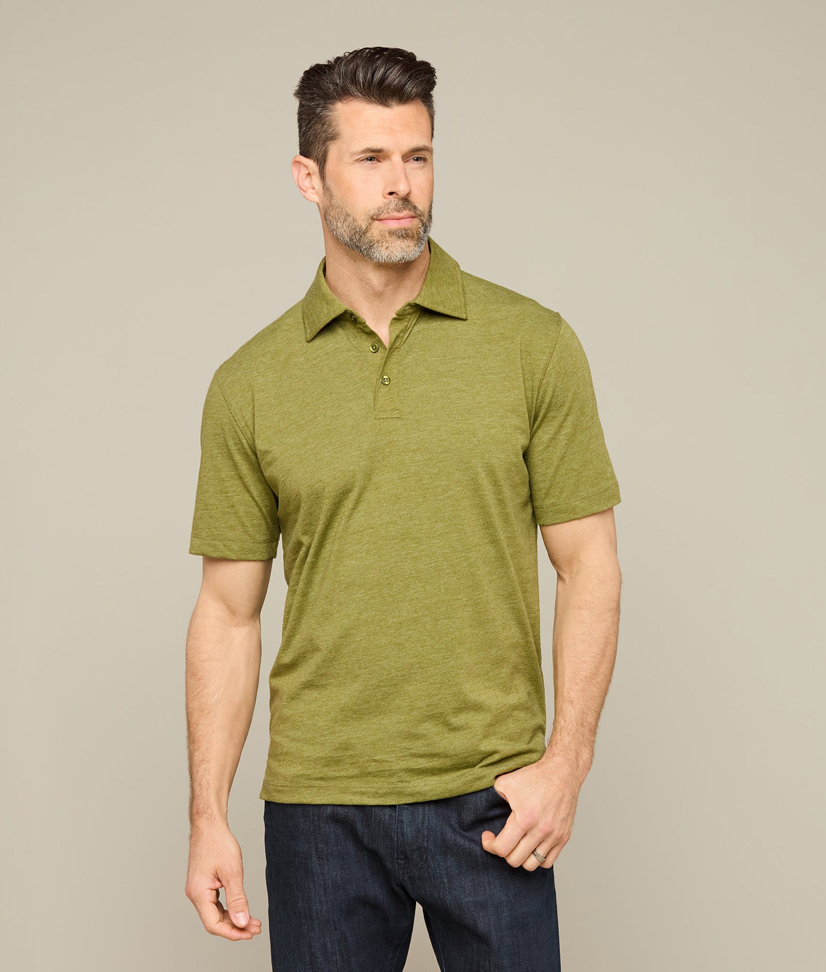Lucchese Men's Pima Blend Polo Shirt - Olive Green Casual Short Sleeve Cotton Shirt for Golf, Business & Summer Outfits