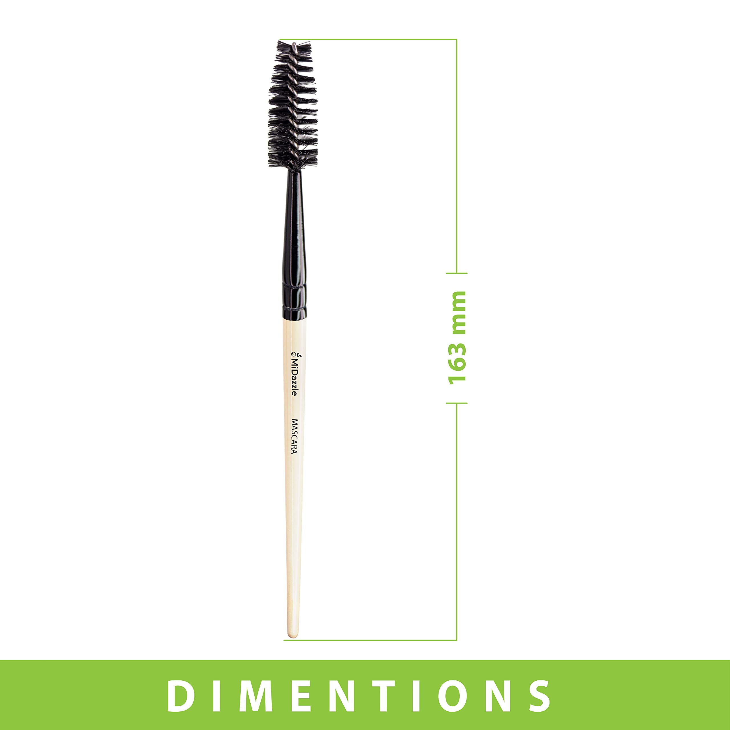 Midazzle Premium Wooden Mascara Brush - Natural Bamboo Handle, Reusable & Eco-Friendly (MIMB00511) - Perfect for Salon, Home Use & Travel Makeup Kit