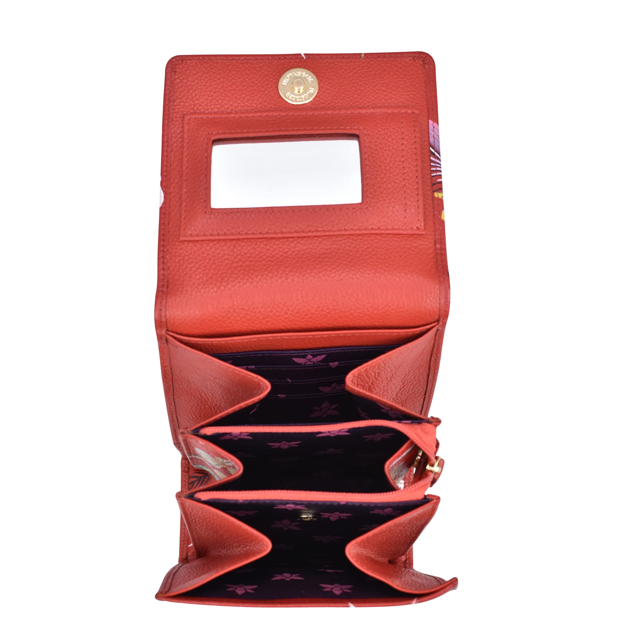 Anuschka Hand Painted Genuine Leather Women's Crossbody Bag with Triple Compartment & Card Holders - Flap Open Entry - Perfect for Travel, Work, and Everyday Use