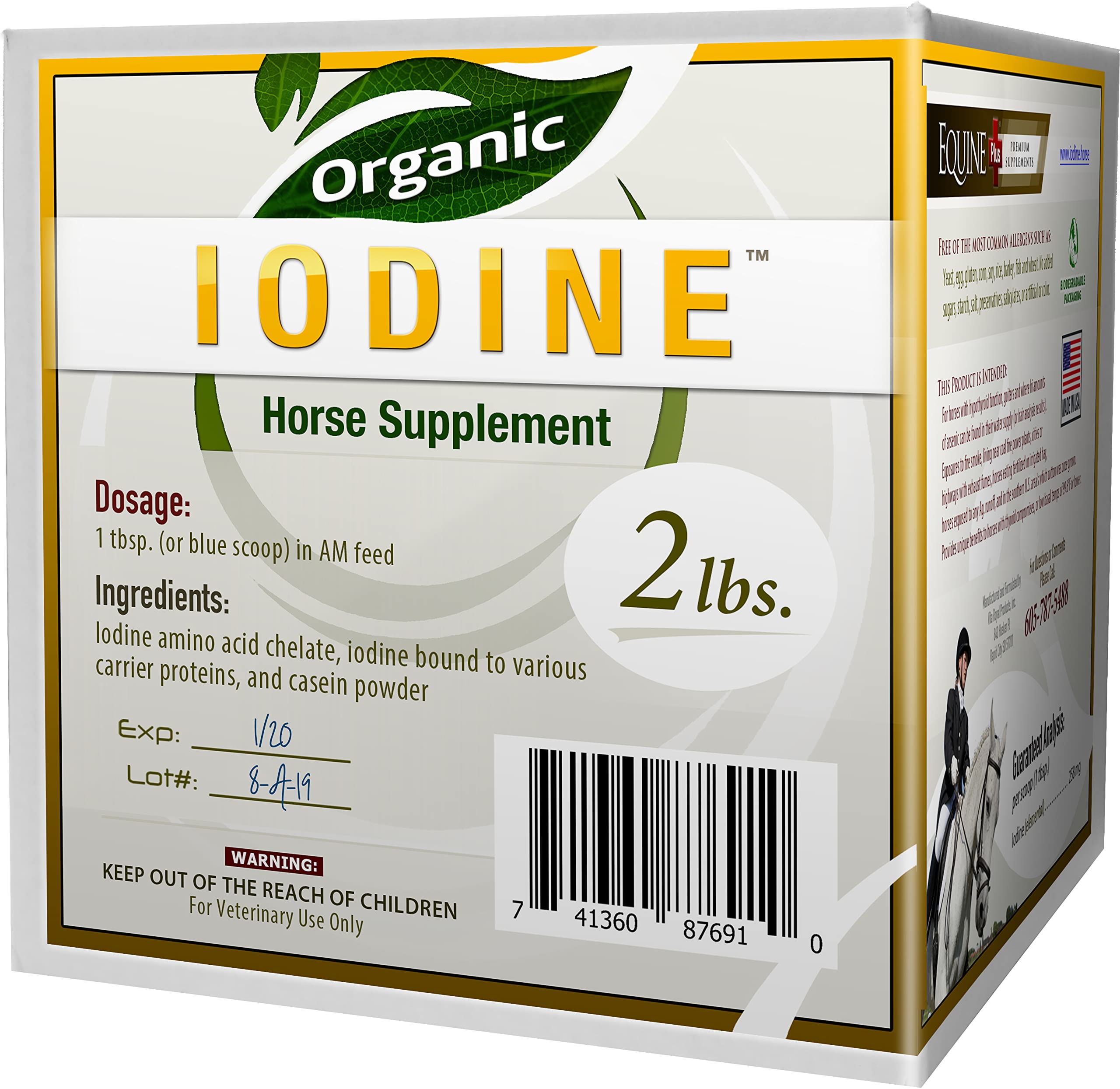 Organic Iodine Supplement 2 lbs - 18 Amino Acids for Horses & Livestock - Supports Thyroid Health & Metabolism - Ideal for Equine Nutrition & Farm Animal Care