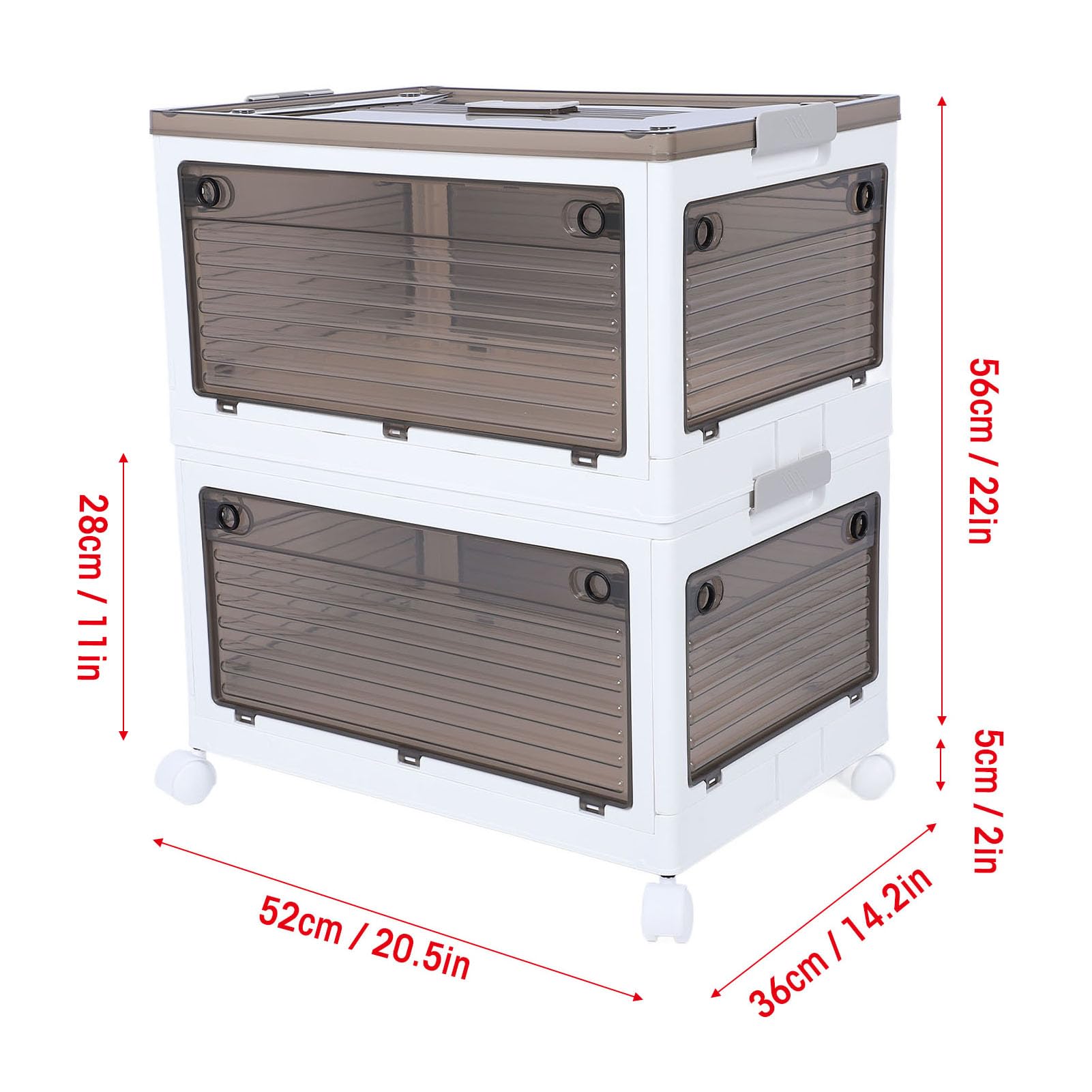 Foldable Storage Box with Wheels & Lids - Stackable Clear Plastic Storage Bins for Bedroom, Living Room, Office - Medium 4.75L (2 Pack) - Perfect for Organizing Clothes, Toys & Home Essentials