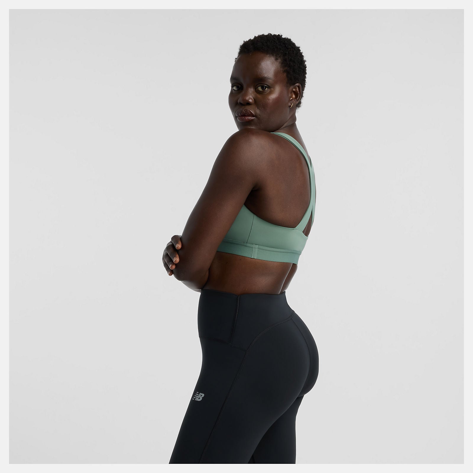 Women's Essential Train Bra - DKJ Dark Juniper | High Support Sports Bra for Running, Yoga & Gym Workouts