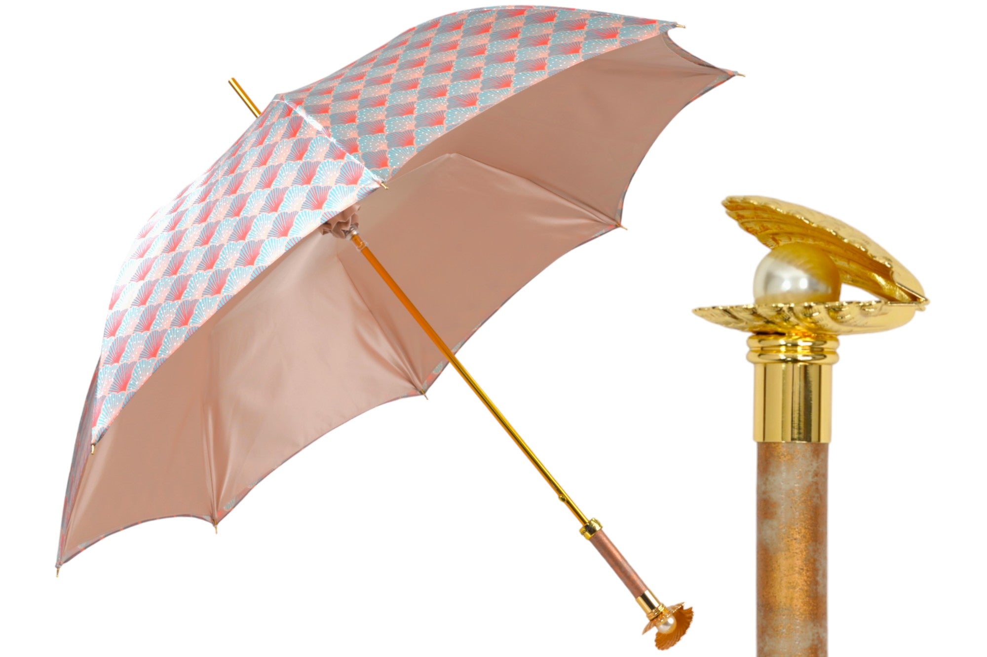 Premium Handcrafted Umbrella with Gold Plated Metal Shell - Windproof & Waterproof for Rainy Days, Outdoor Events, and Fashion Accessories