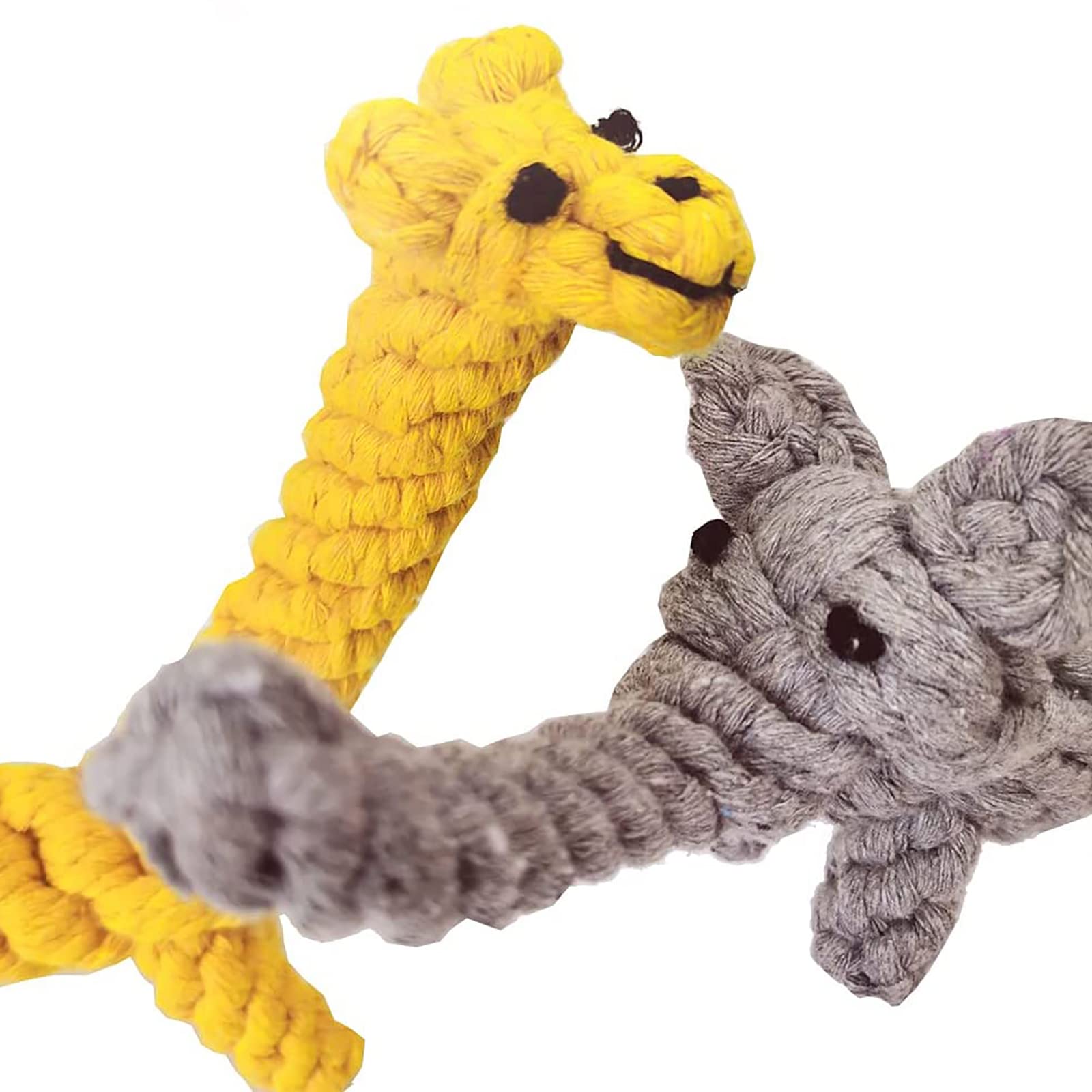 ADUCK Pet Puppy Dog Cotton Rope Chew Toys for Teeth Cleaning - Elephant & Giraffe Design - Durable Puppy Teething Toys for Small & Medium Dogs - Perfect for Indoor Play, Training Rewards & Dental Health