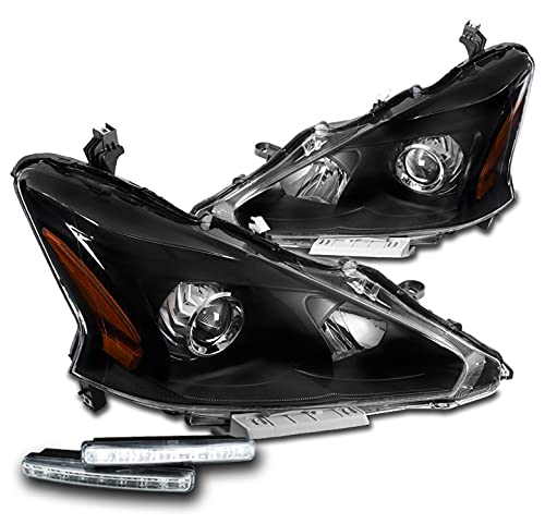 2013-2015 Nissan Altima Sedan 4DR Projector Headlights - Black Housing with 6