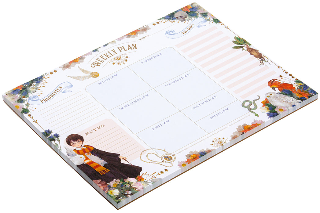 Harry Potter Floral Fantasy Weekly Planner Notepad - Cute & Magical Organizer for School, Office & Daily Planning | Perfect Gift for Fans