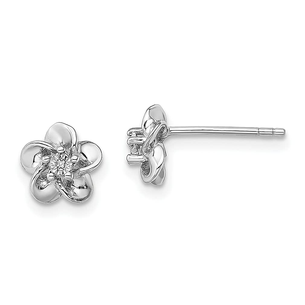 925 Silver Floral Diamond Stud Earrings for Women - April Birthstone Gift for Gardening Lovers