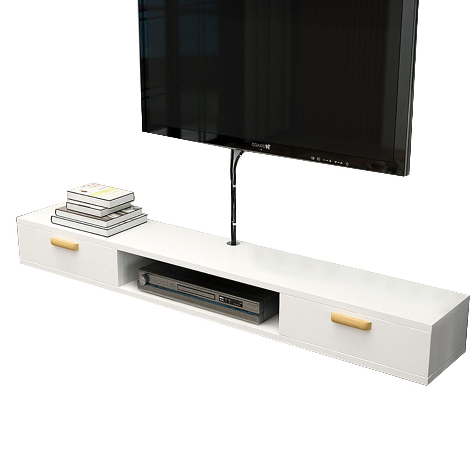 Modern Floating TV Stand Wall Mounted - 47.2 Inch Media Console with 2 Doors, Wooden Entertainment Center for Living Room & Bedroom - Space Saving Multimedia Storage Cabinet (120cm, Color C) - Perfect for Small Spaces & Home Theater Setup