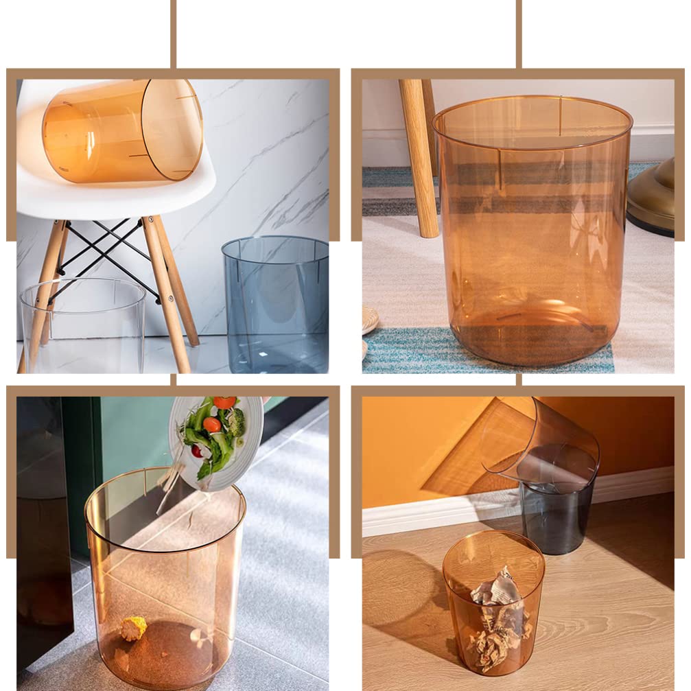 Clear Plastic Small Trash Can - Angoily Desktop Garbage Bin for Recycling, Waste Paper & Debris Storage | Perfect for Office, Home & Kitchen Use