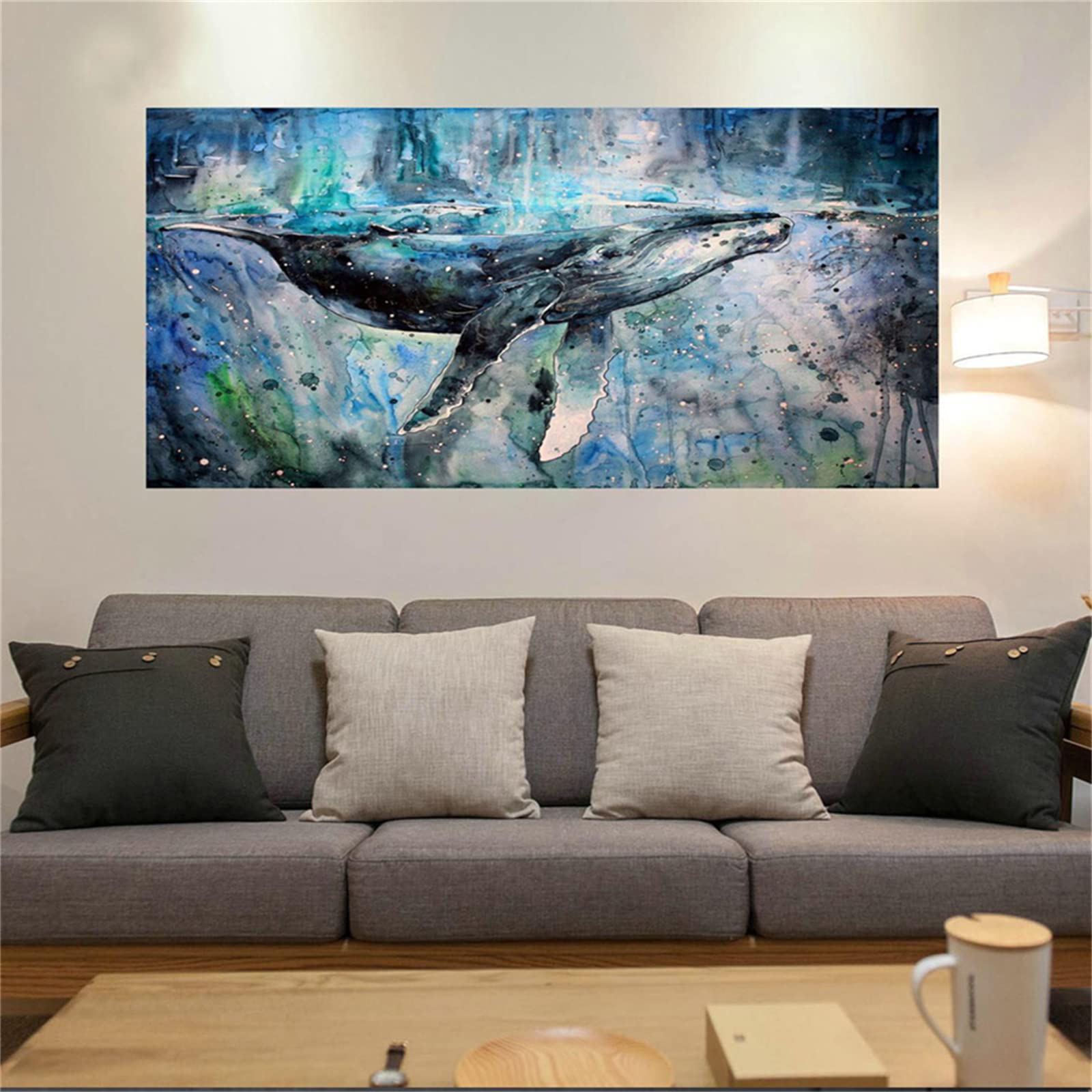 5D Full Drill Diamond Painting Kit - Underwater Whale Large DIY Art for Adults & Kids (100x200cm/40x80in) - Crystal Dot Art, Cross Stitch Embroidery Craft for Home Wall Decor - Perfect for Relaxation, Gift Giving & Creative Room Decoration