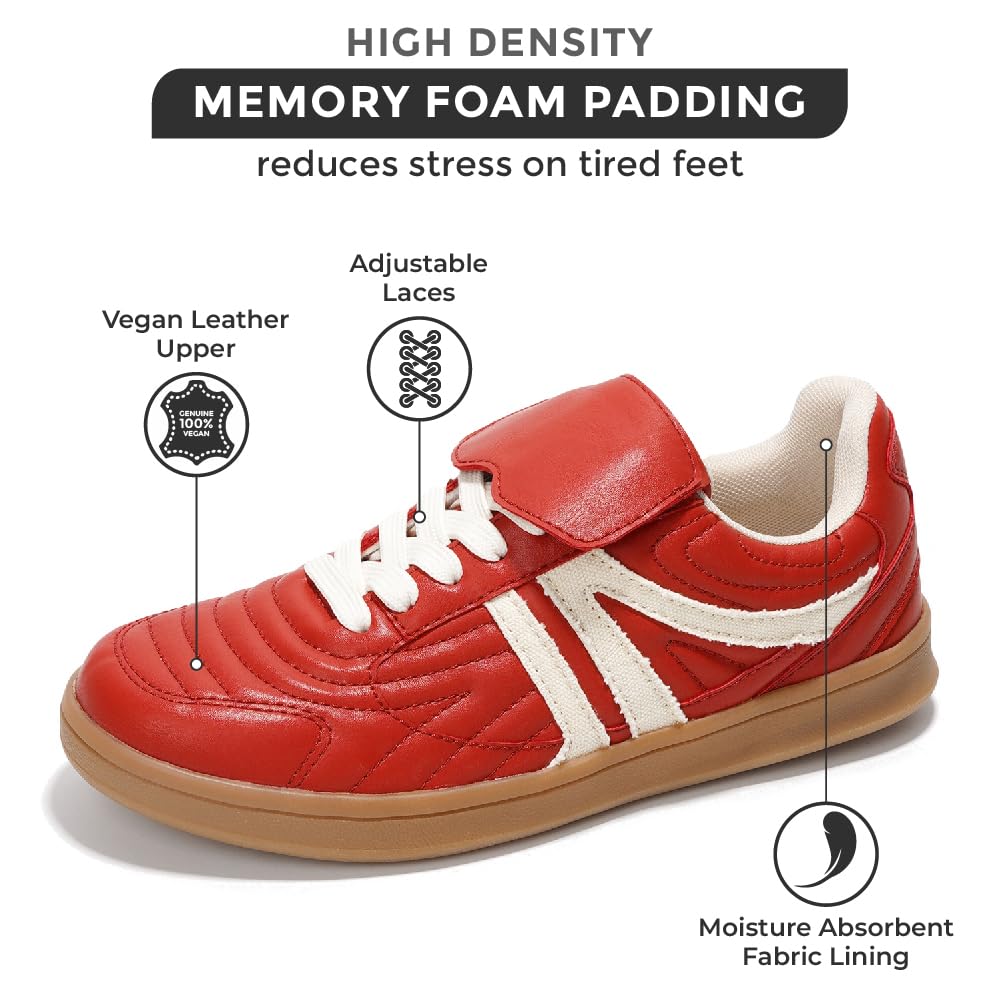 Project Cloud Leather Women's Sneakers - Memory Foam Comfortable Casual Shoes for Women | Slip-Resistant Fashion Sneakers with Lace-Up Design | Perfect for Walking, Travel & Everyday Wear (Madrid)