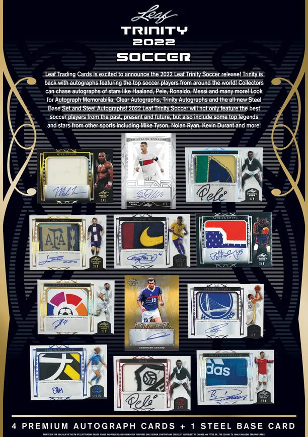 2022 Leaf Trinity Soccer Hobby Box - Authentic Collectible Trading Cards for Soccer Fans - Perfect for Collectors, Investors, and Fantasy Sports Enthusiasts