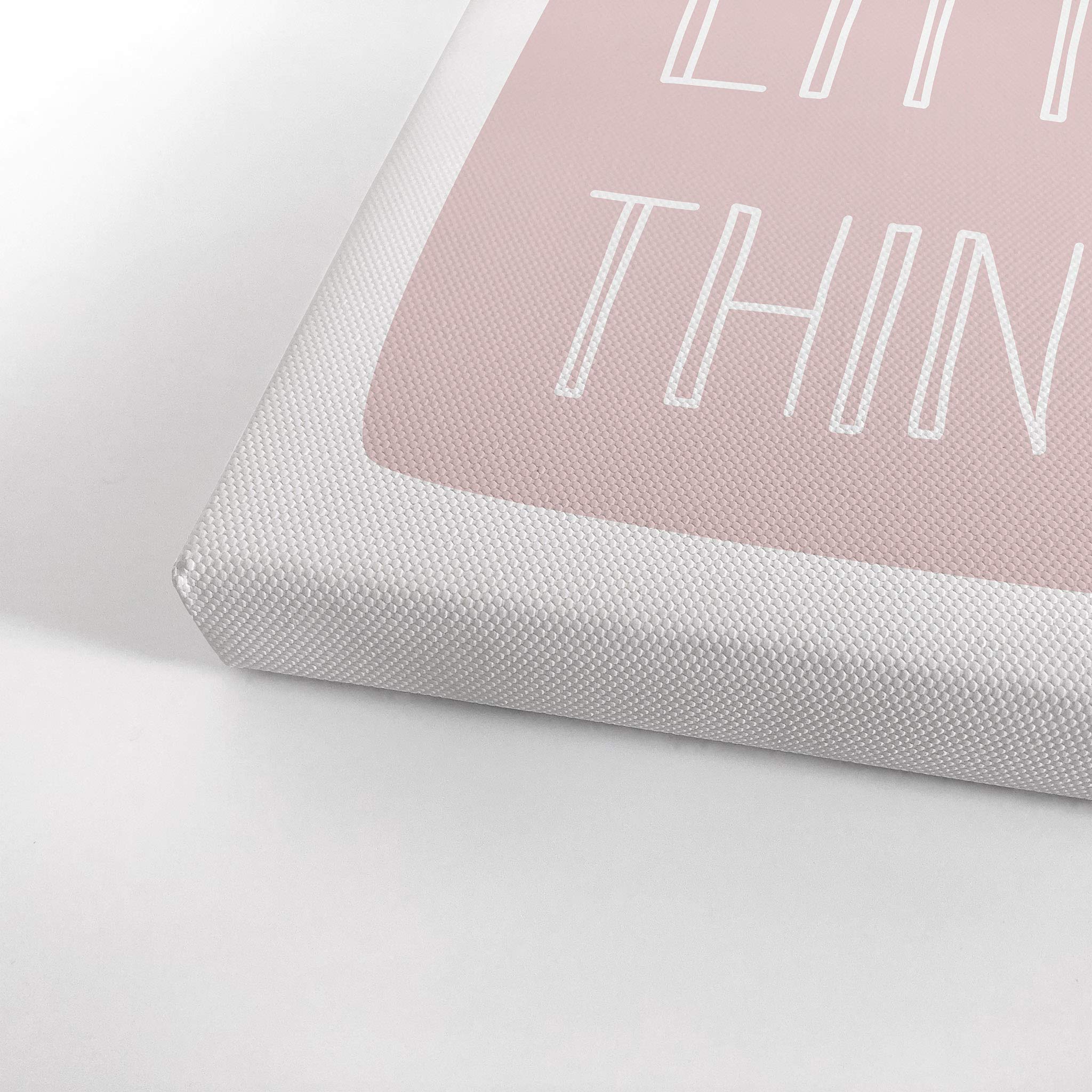 Smile Art Design 'Enjoy The Little Things' Lettering Pink Canvas Print - 40x30 Inch Ready to Hang Wall Art for Kids Room, Nursery & Baby Room Decor - Made in USA | Perfect for Birthday Gifts & Bedroom Decoration