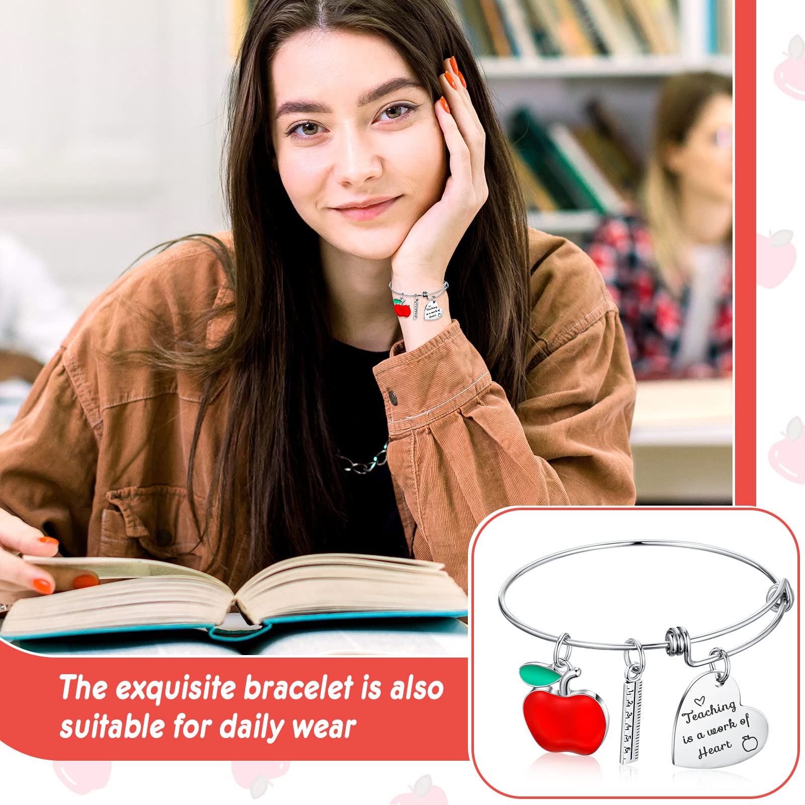 Bonuci 4-Piece Teacher Appreciation Bracelet Set - Thoughtful Thank You Gifts for Women Educators - Perfect for Graduation, End of Year, Back to School & Teacher's Day Celebrations